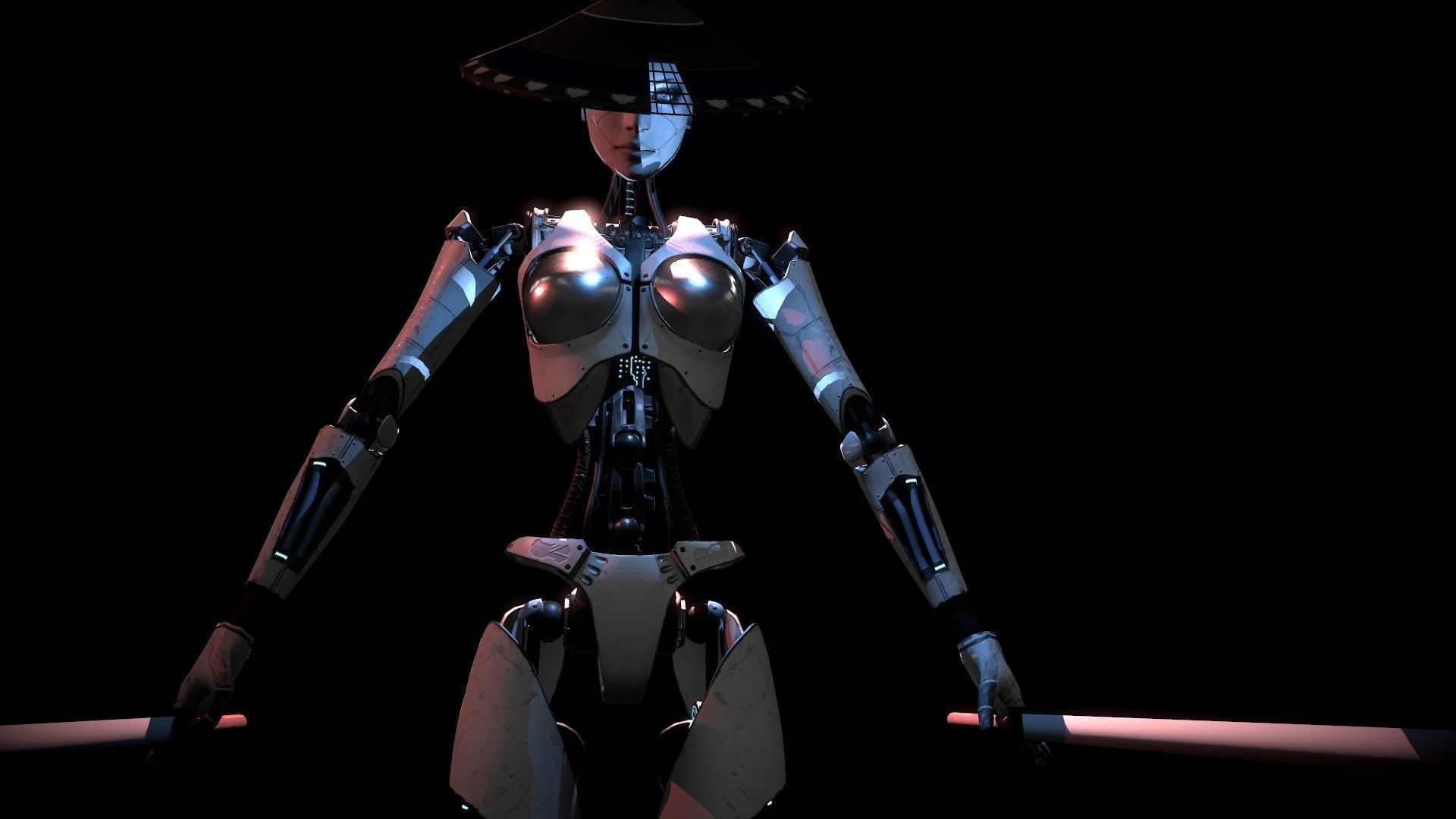 ROBOT GIRL Low-poly 3D model_7