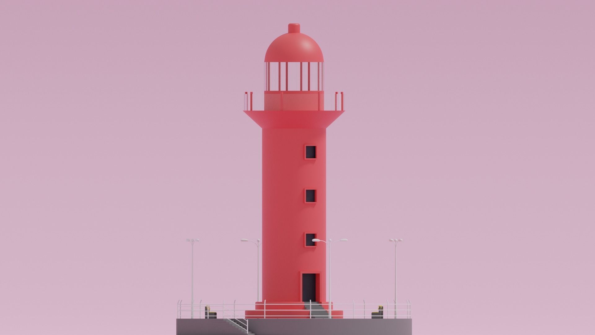 Cartoon Light House 3D model_6