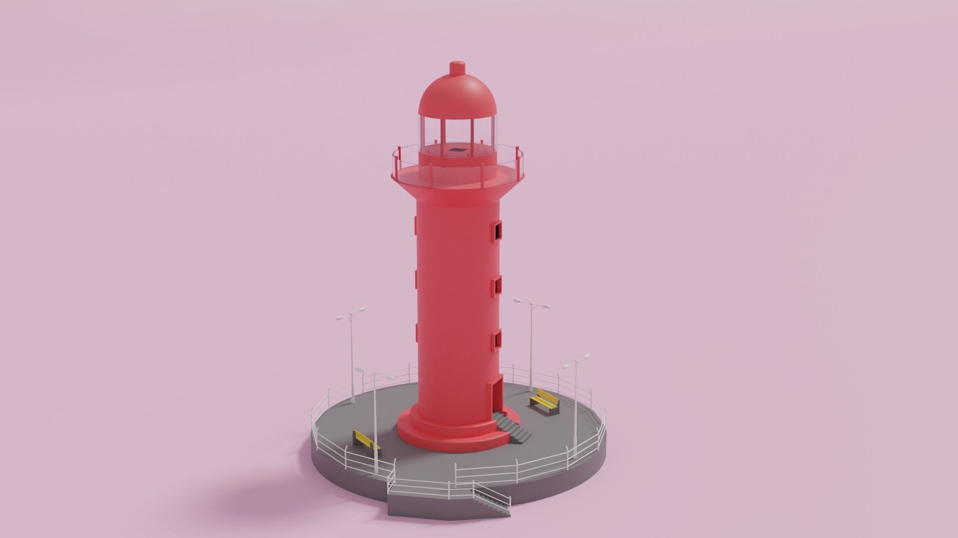 Cartoon Light House 3D model_9