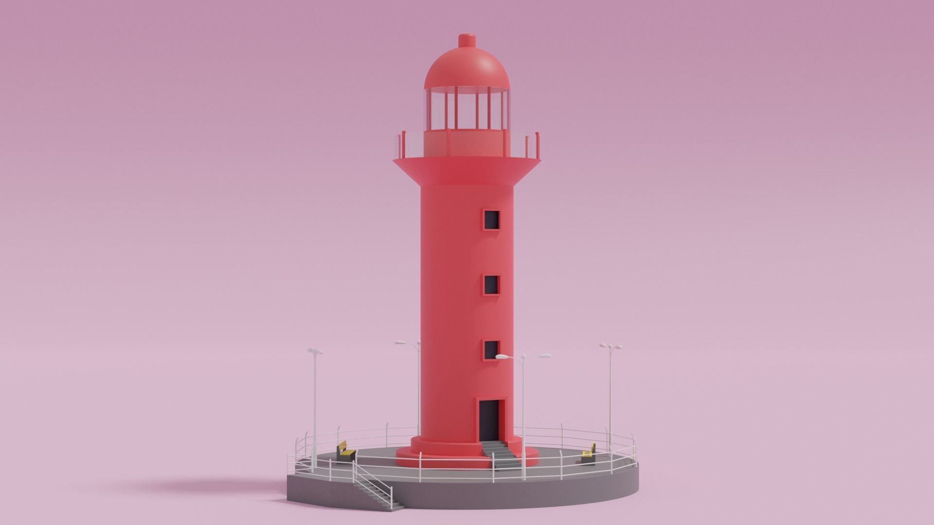 Cartoon Light House 3D model_7
