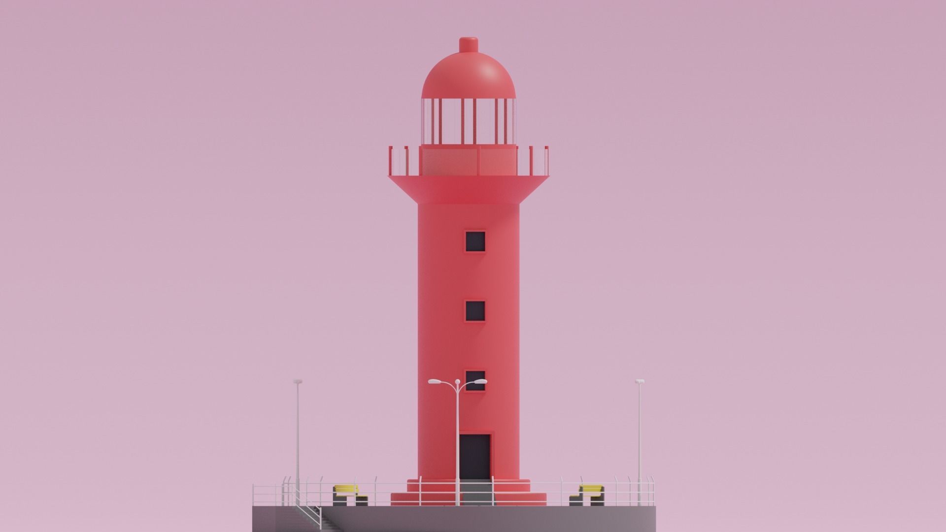 Cartoon Light House 3D model_8