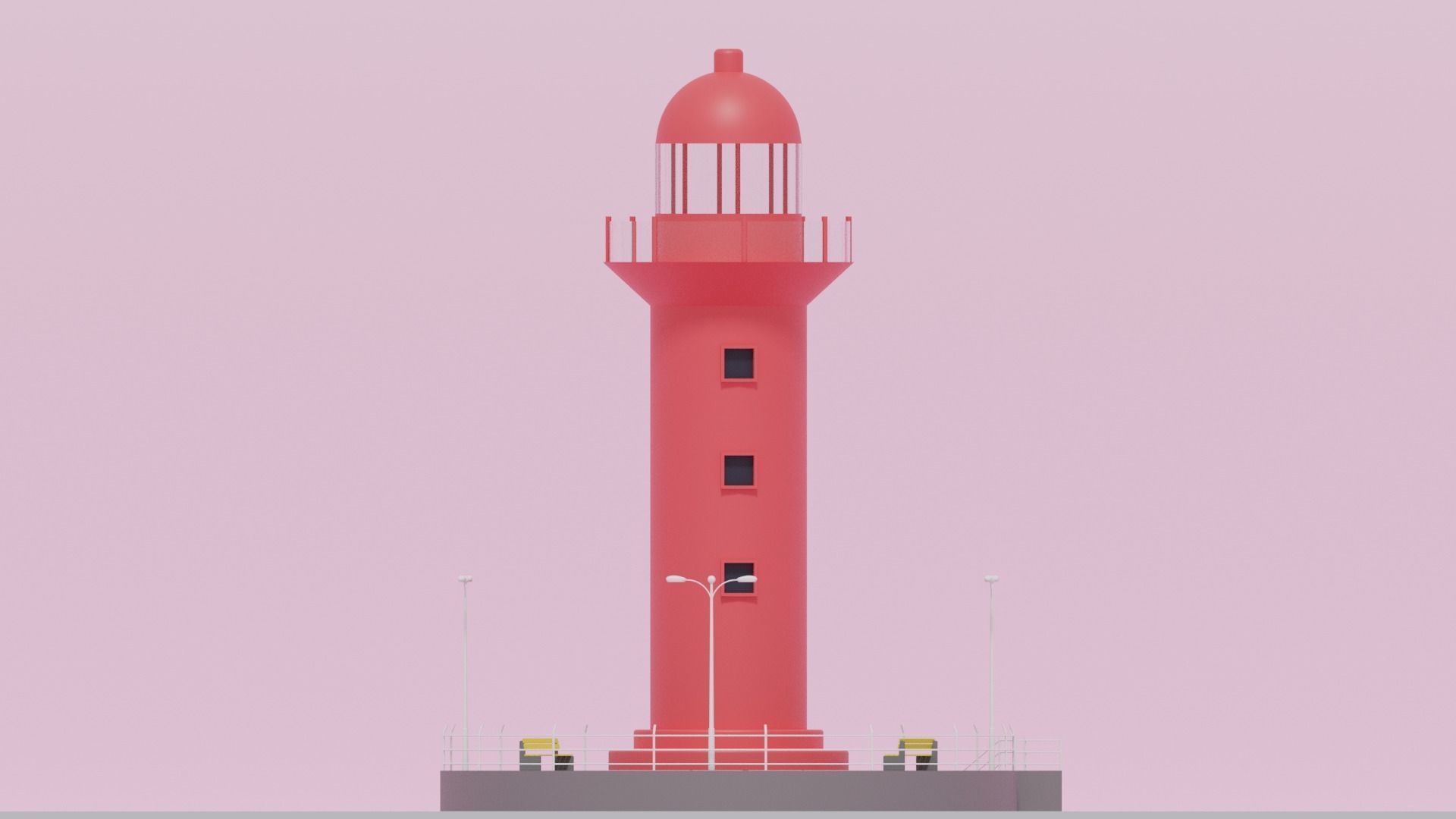 Cartoon Light House 3D model_16