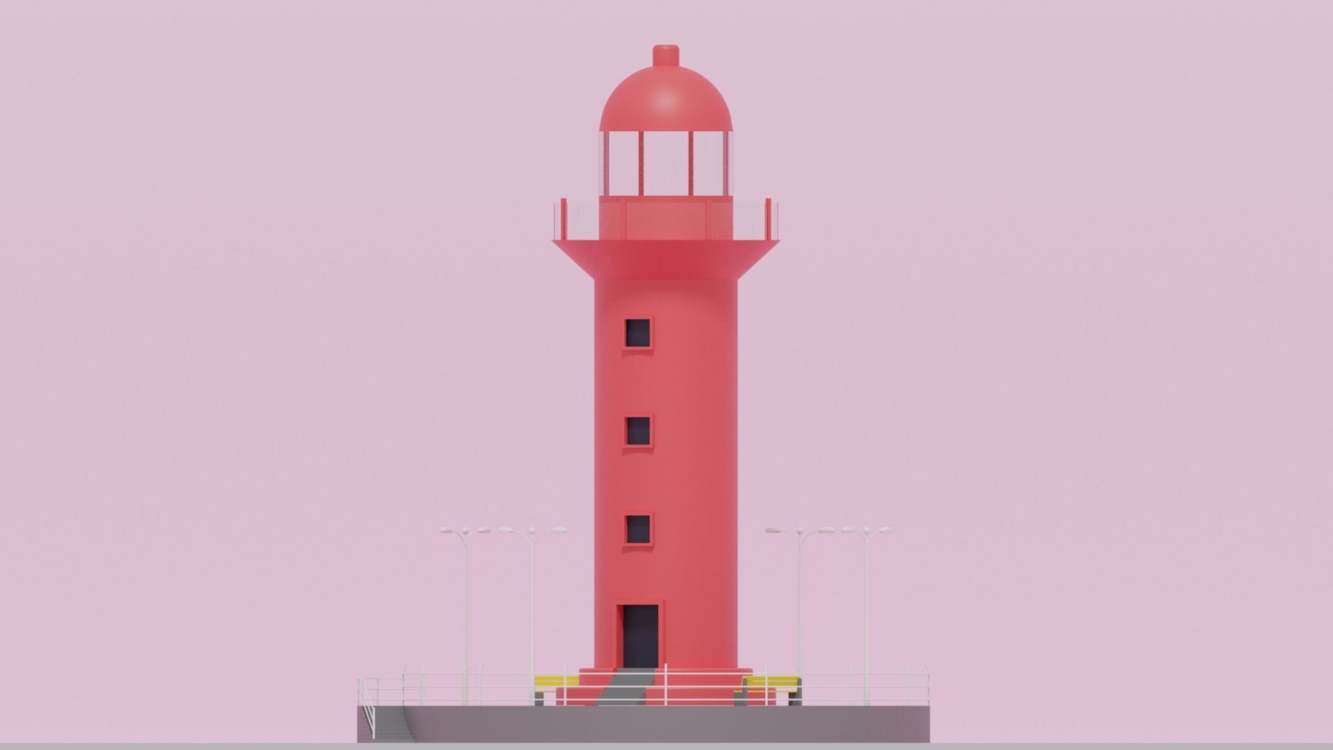 Cartoon Light House 3D model_21