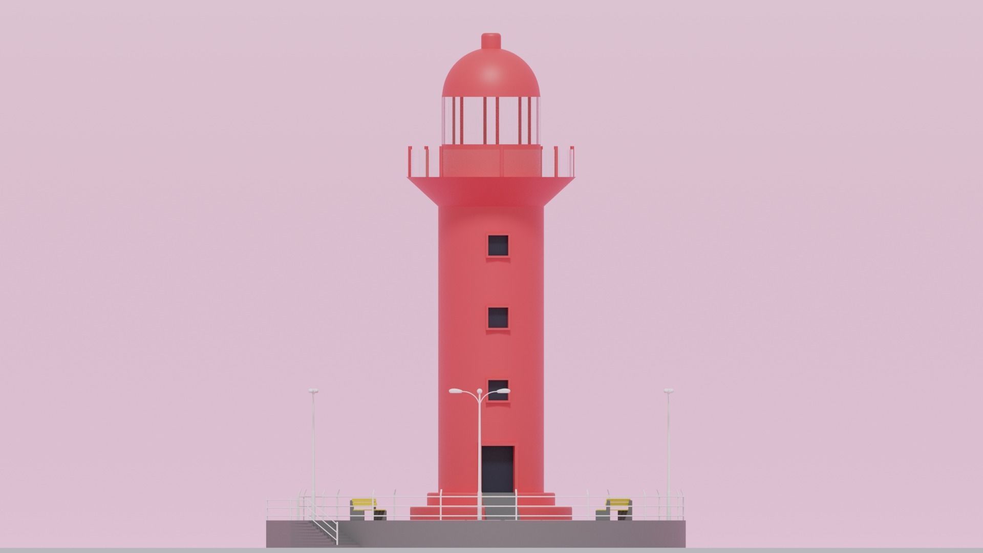 Cartoon Light House 3D model_2