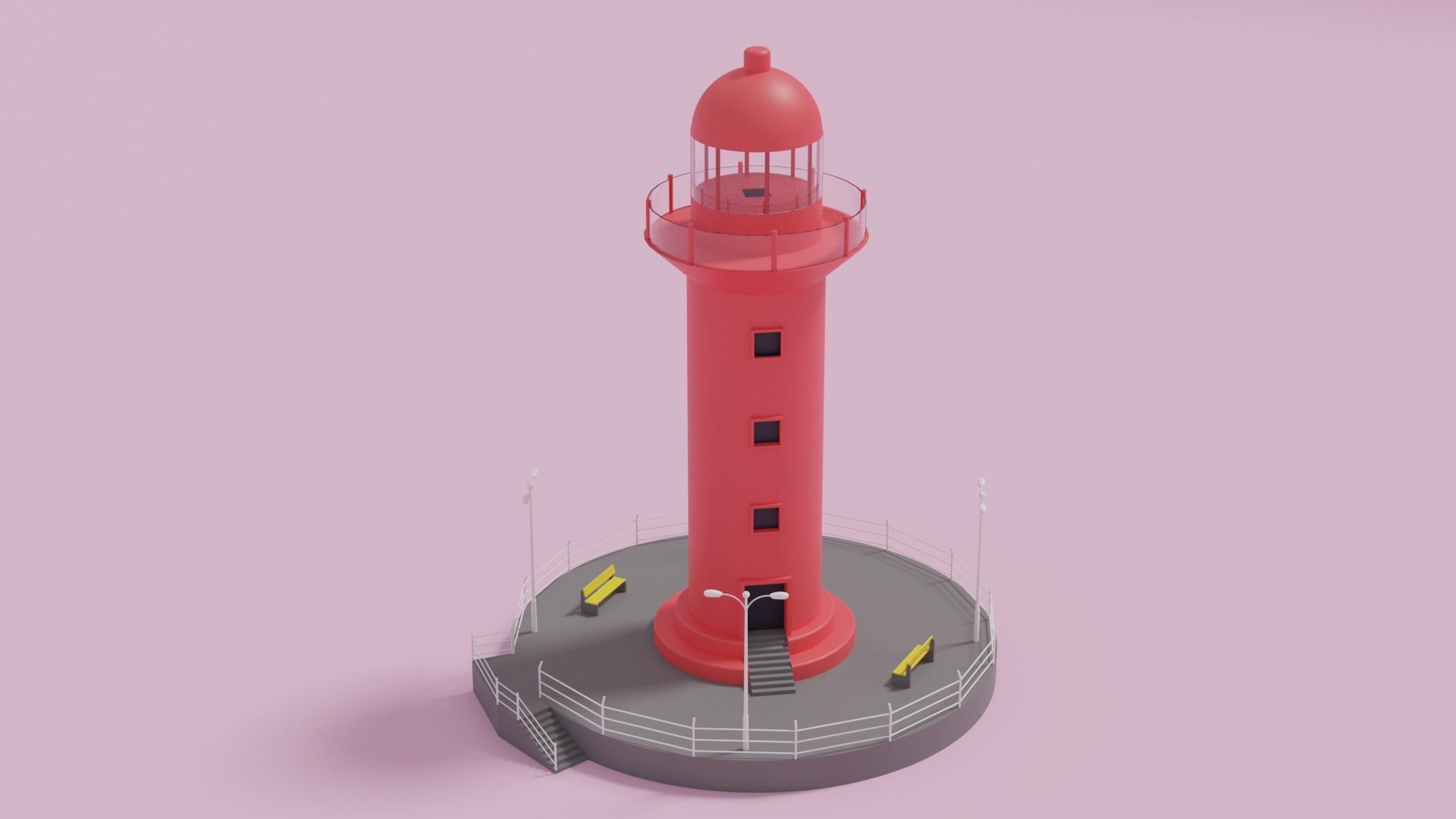 Cartoon Light House 3D model_3