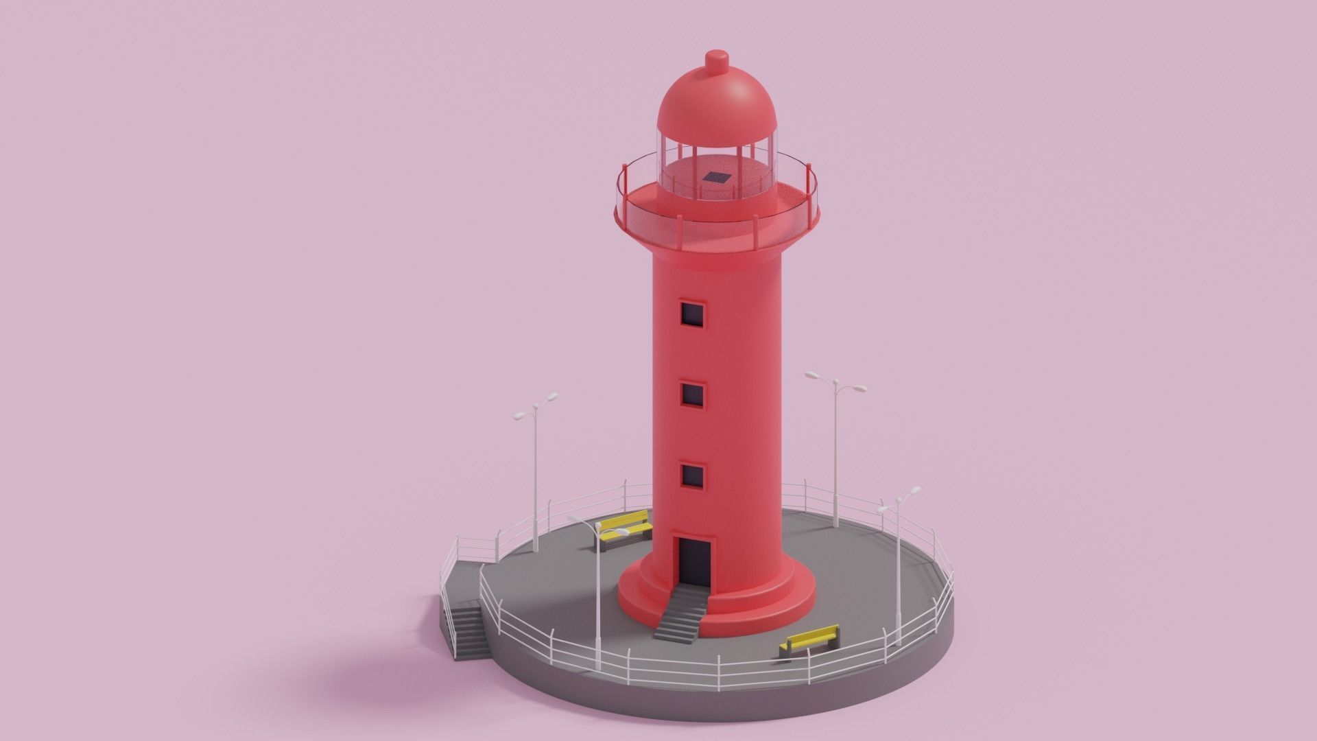 Cartoon Light House 3D model_1
