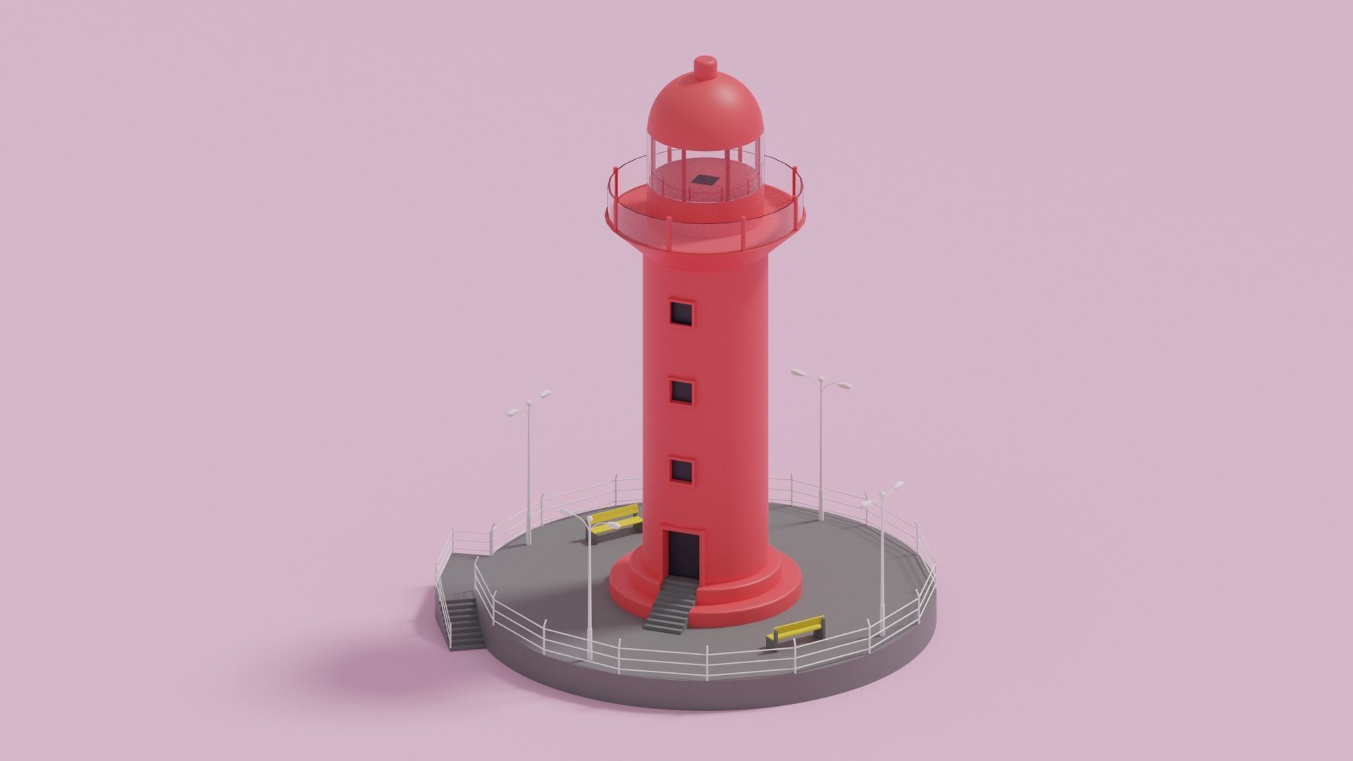 Cartoon Light House 3D model_5