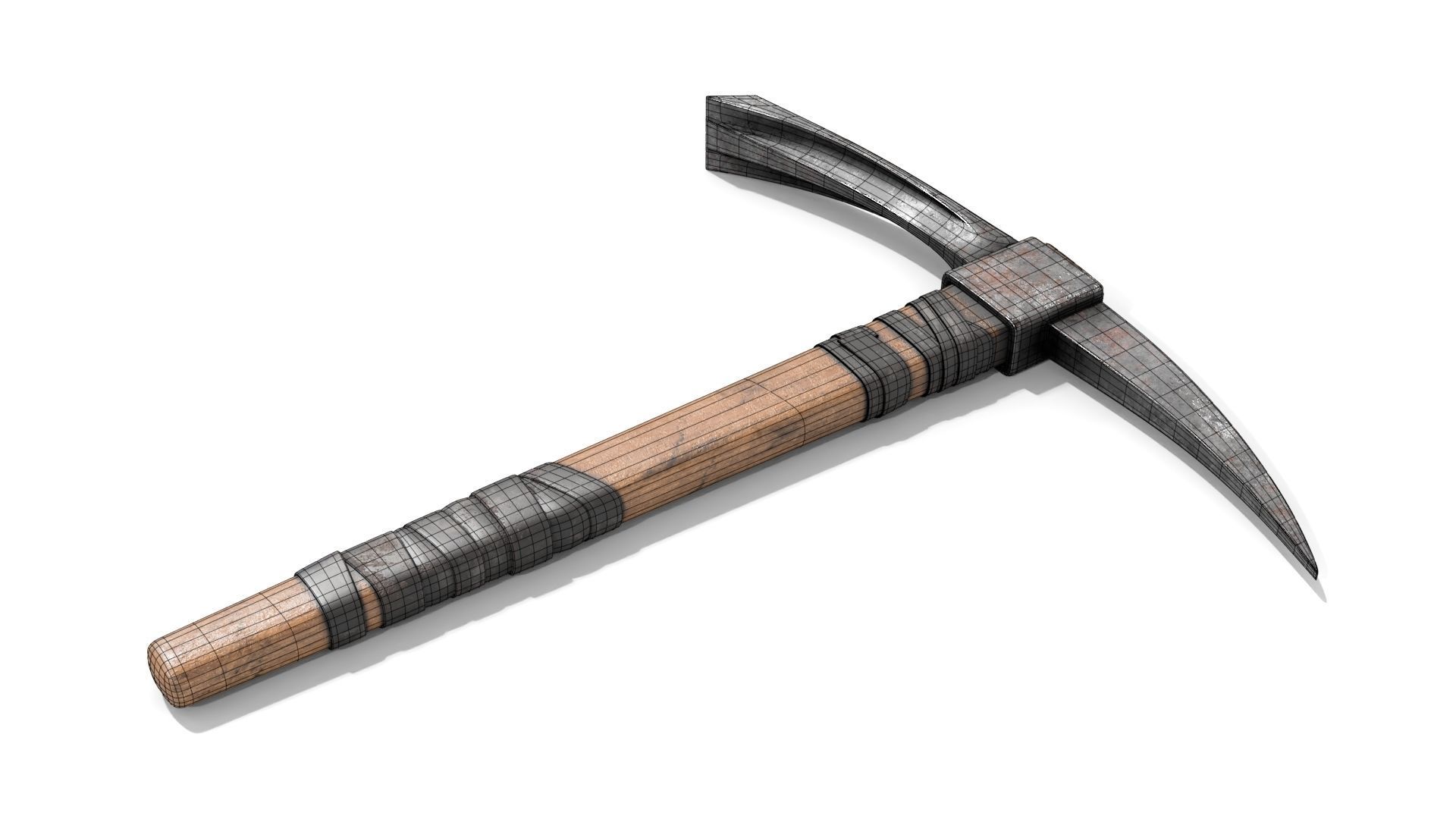 Pickax mining hammer Low-poly 3D model_12