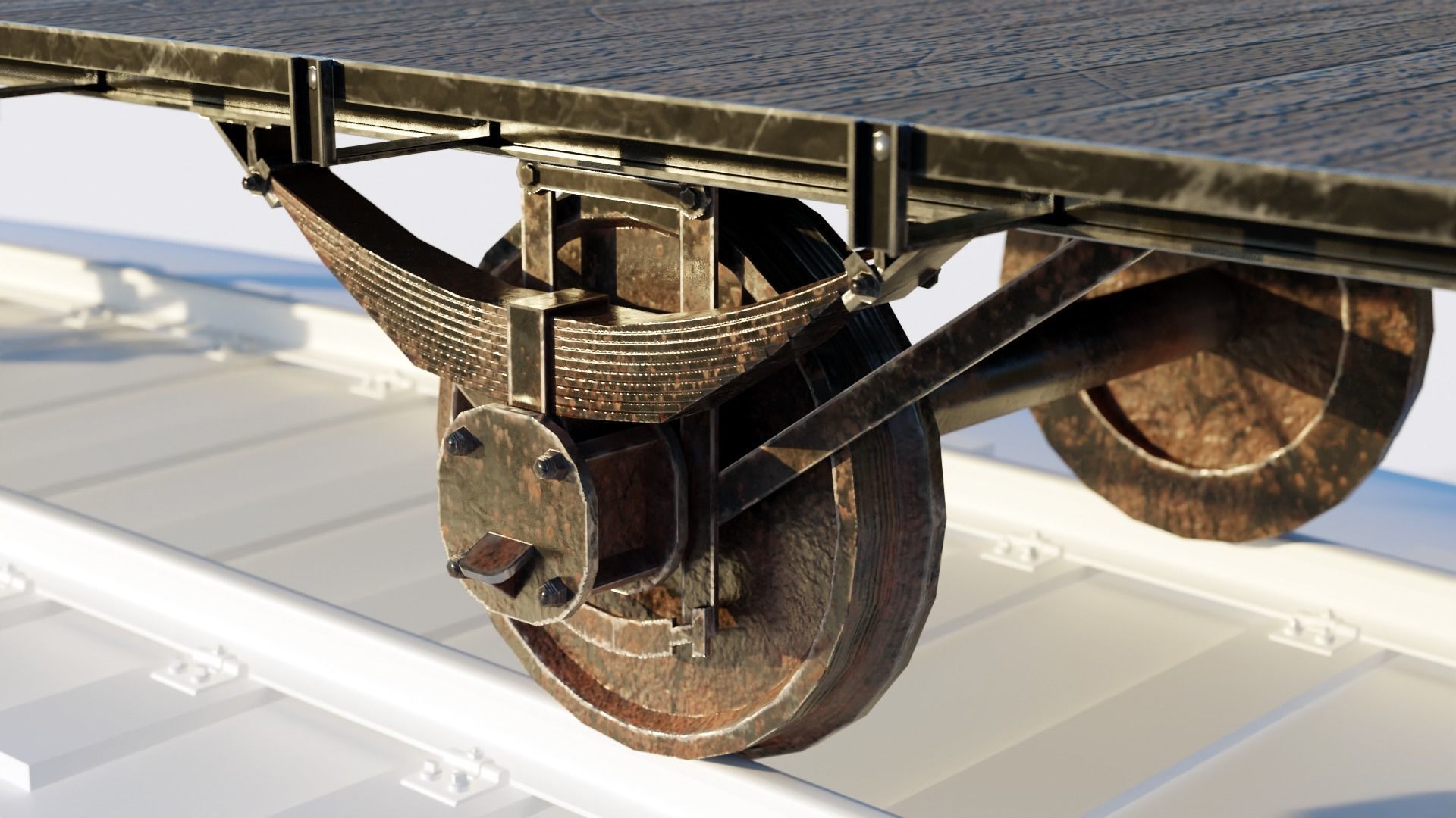 Train Open Freight Car Low-poly 3D model_2