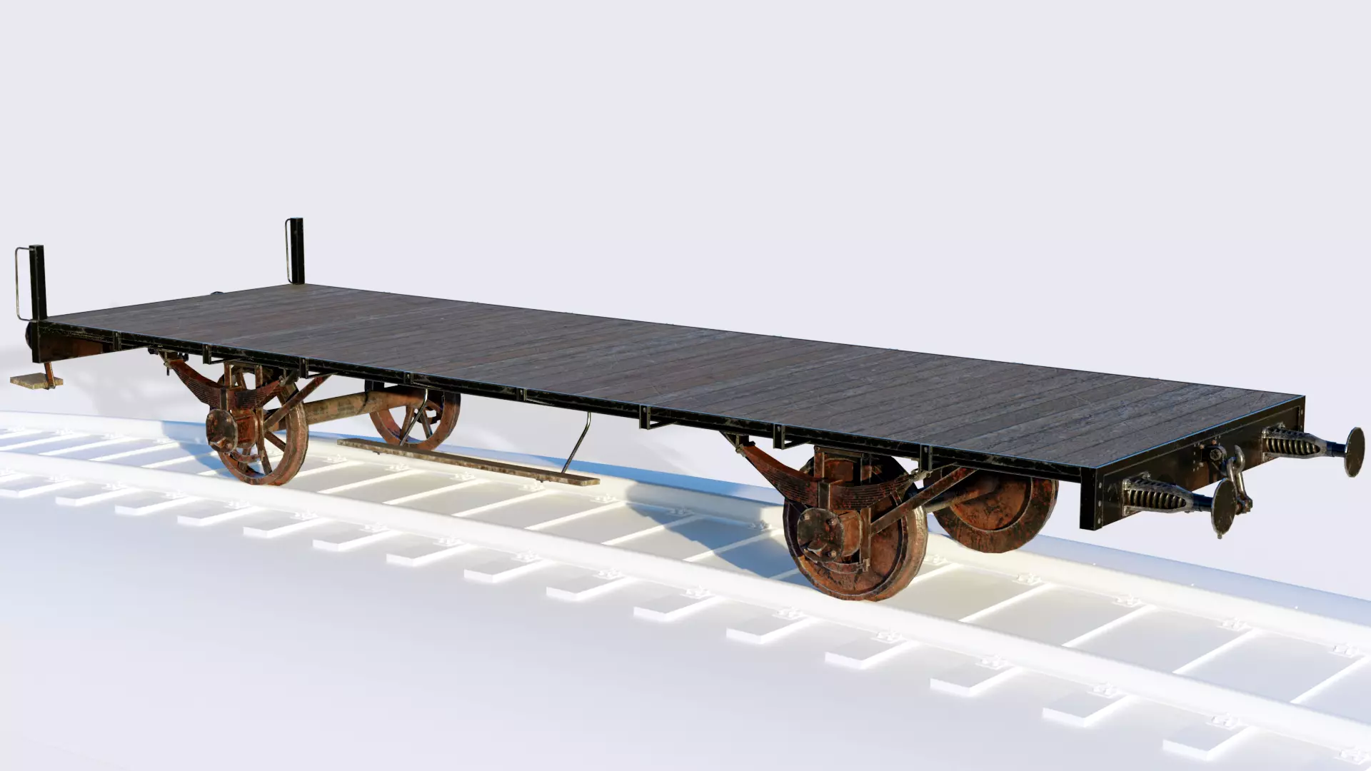 Train Open Freight Car Low-poly 3D model_0