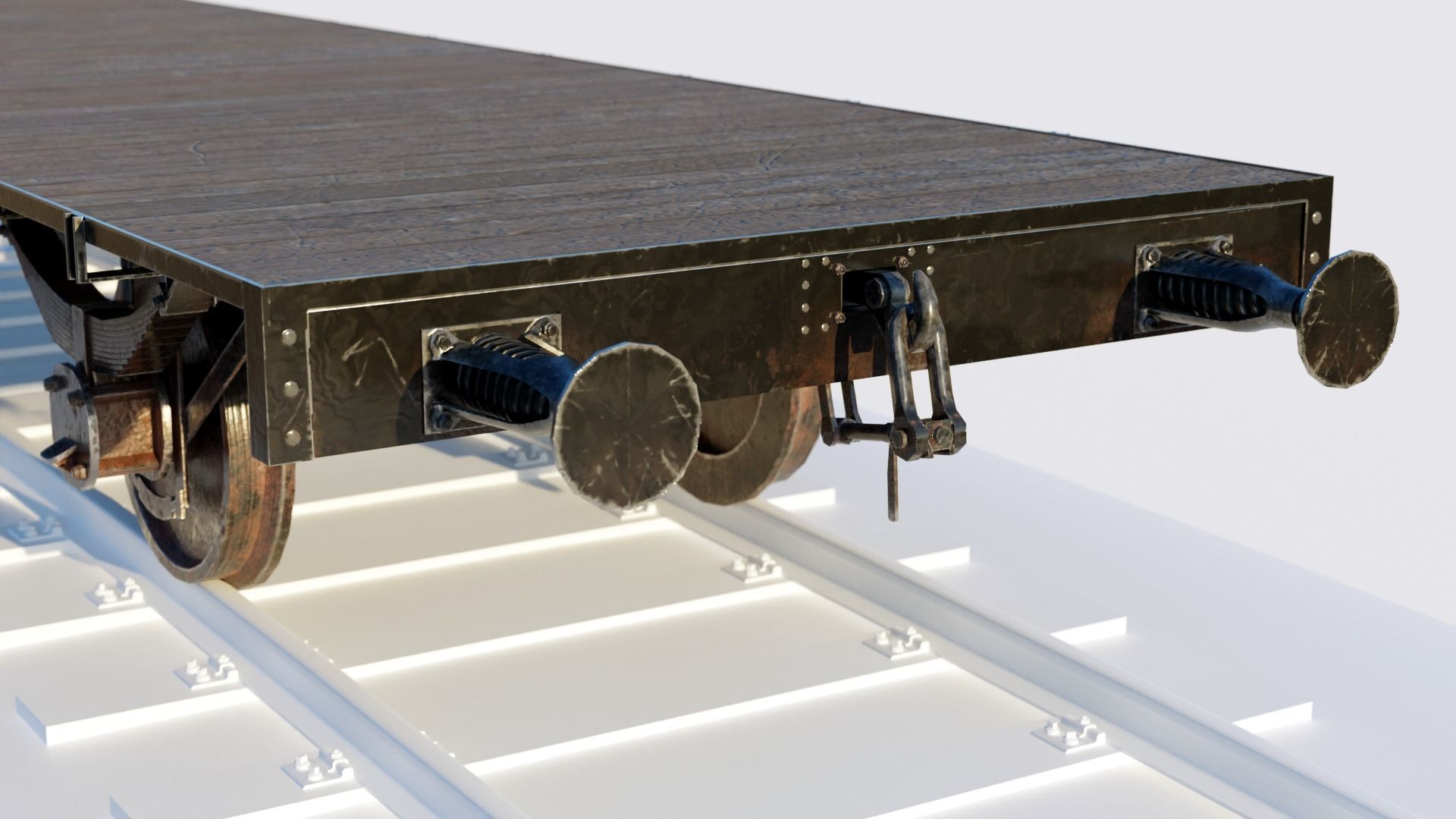 Train Open Freight Car Low-poly 3D model_1