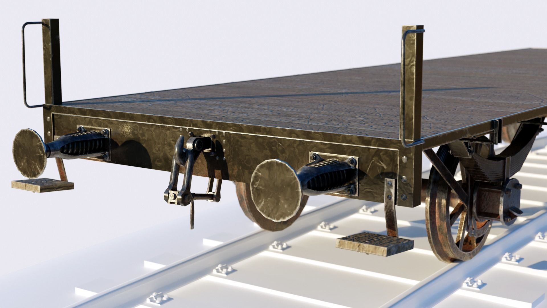 Train Open Freight Car Low-poly 3D model_3