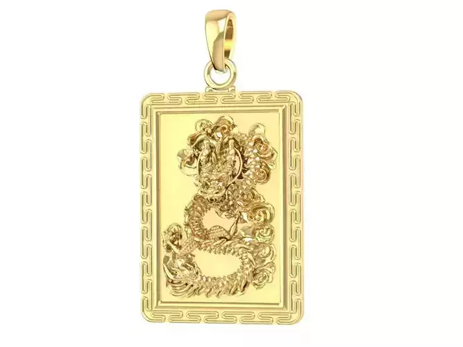 Luxury Chinese Dragon Rectangle Pendant for Men  3061