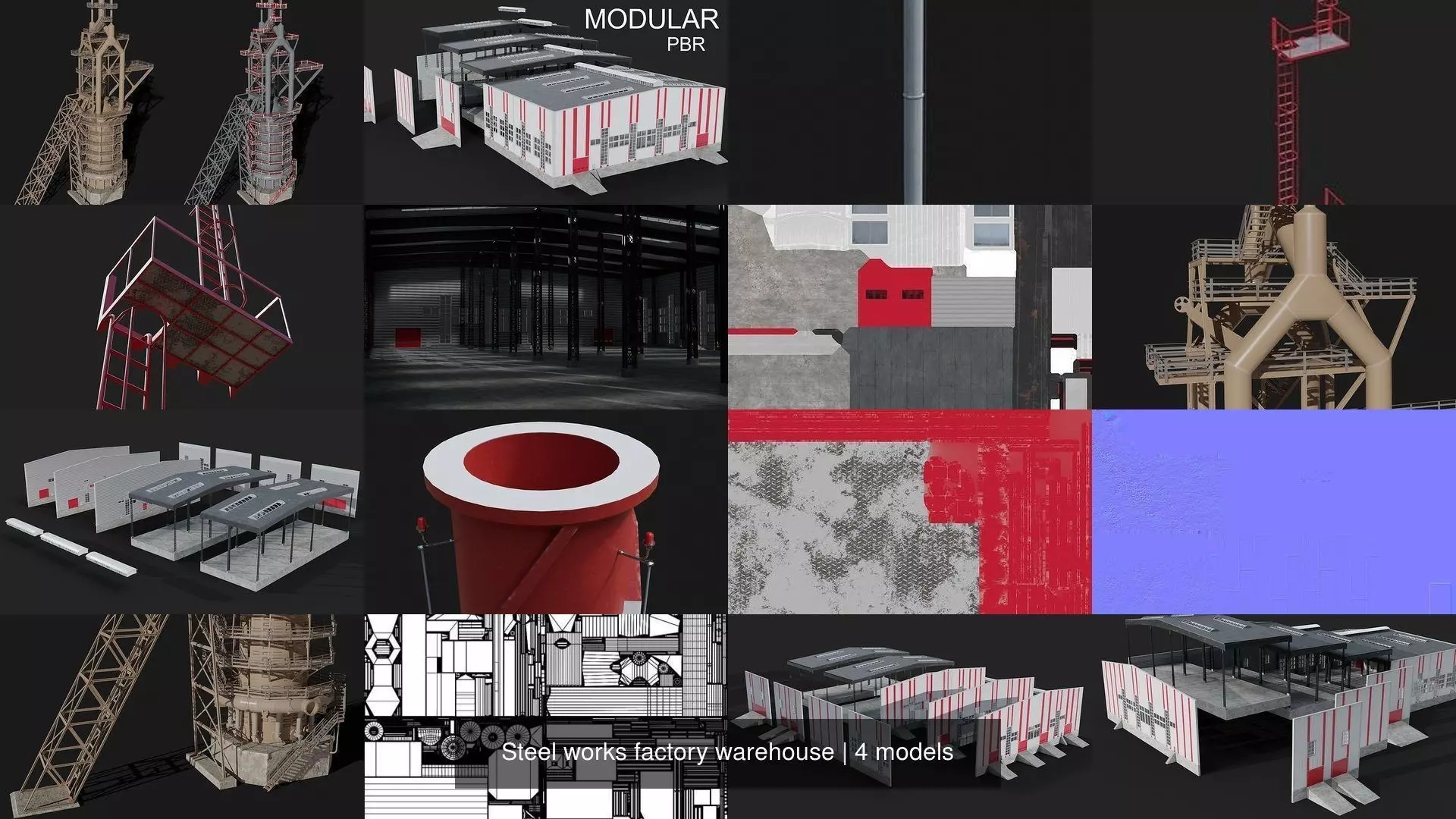 Steel works factory warehouse 3D Model Collection_1