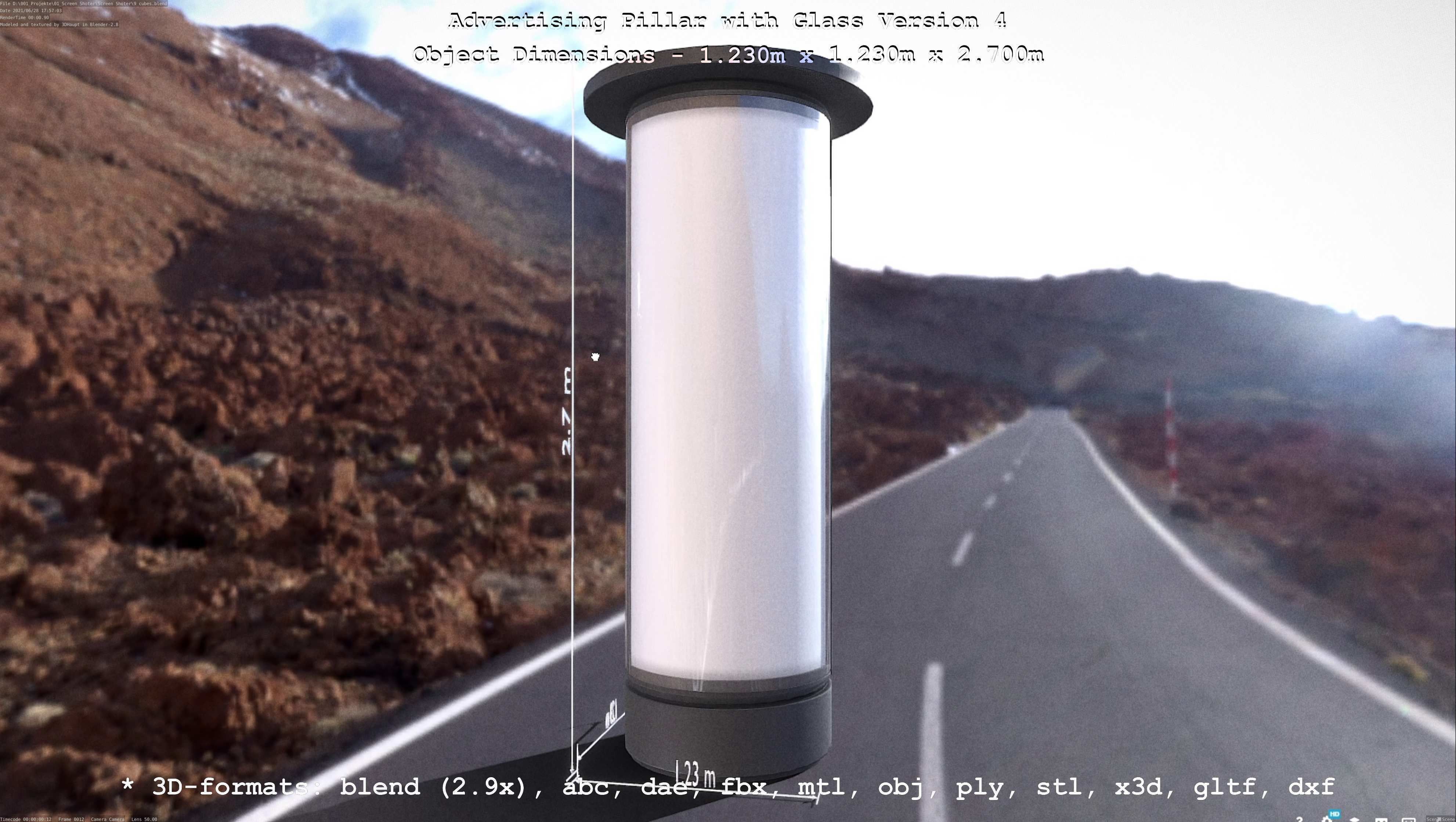 Advertising Pillar with Glass 4 Low-poly 3D model_69