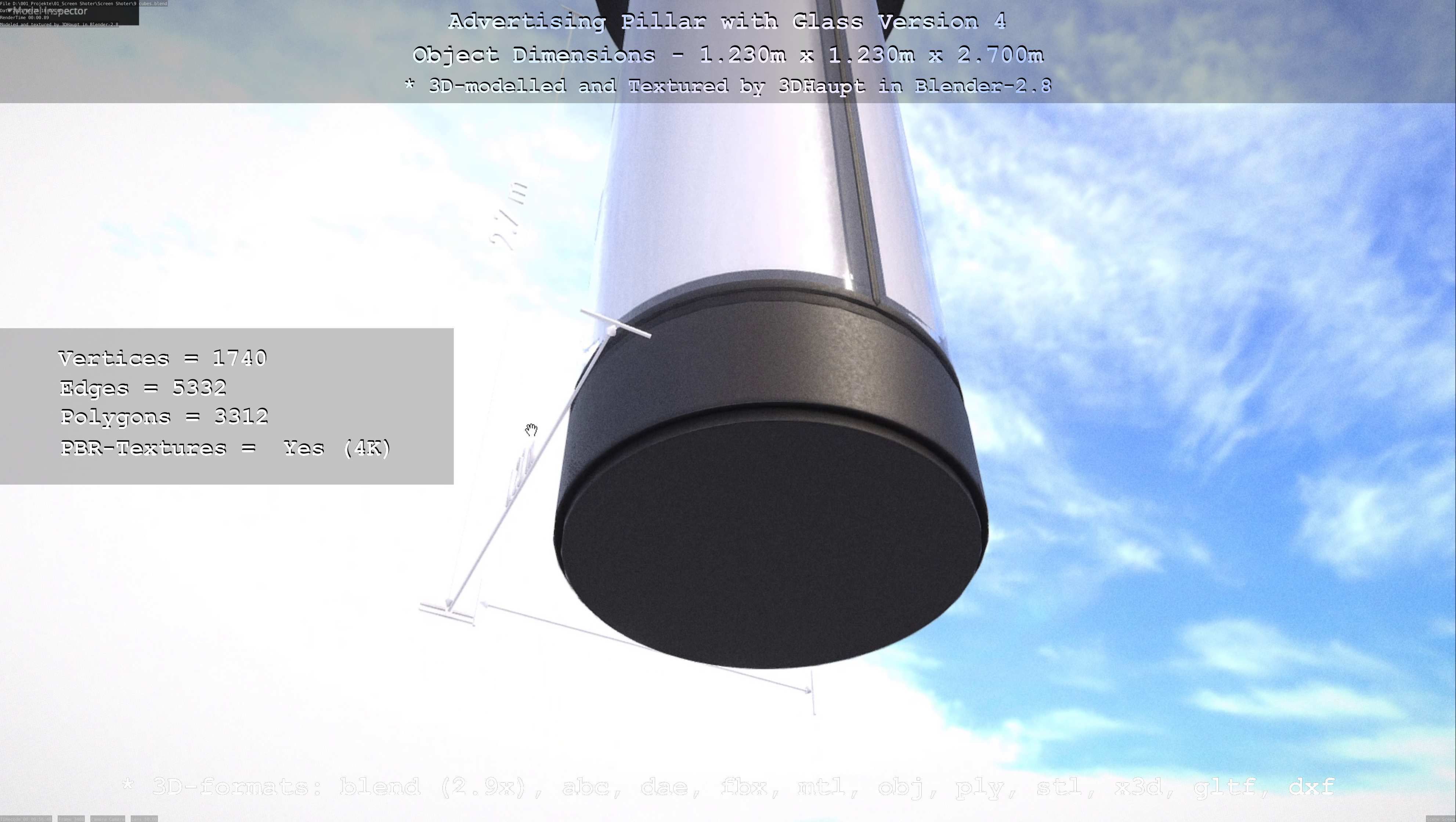 Advertising Pillar with Glass 4 Low-poly 3D model_52