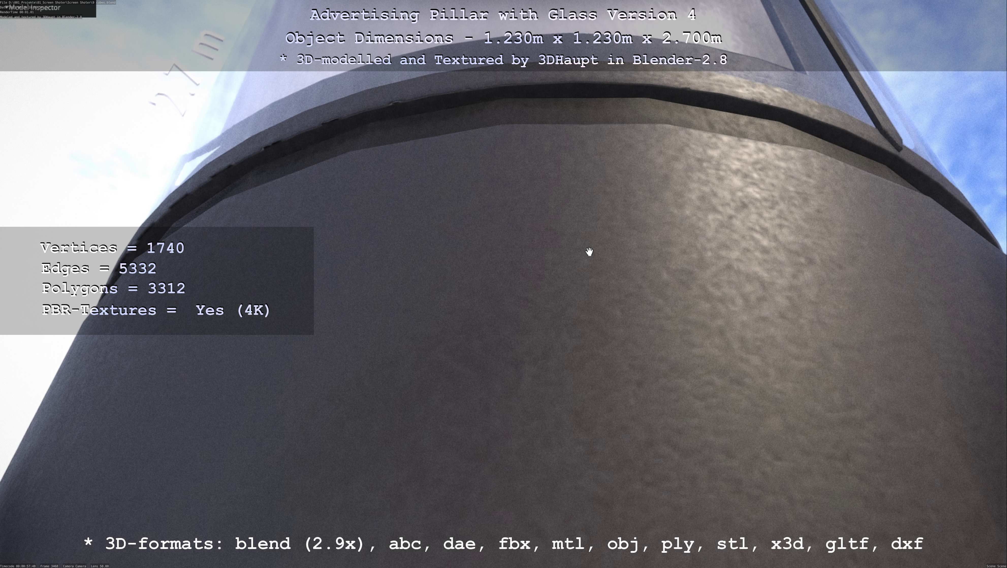 Advertising Pillar with Glass 4 Low-poly 3D model_55