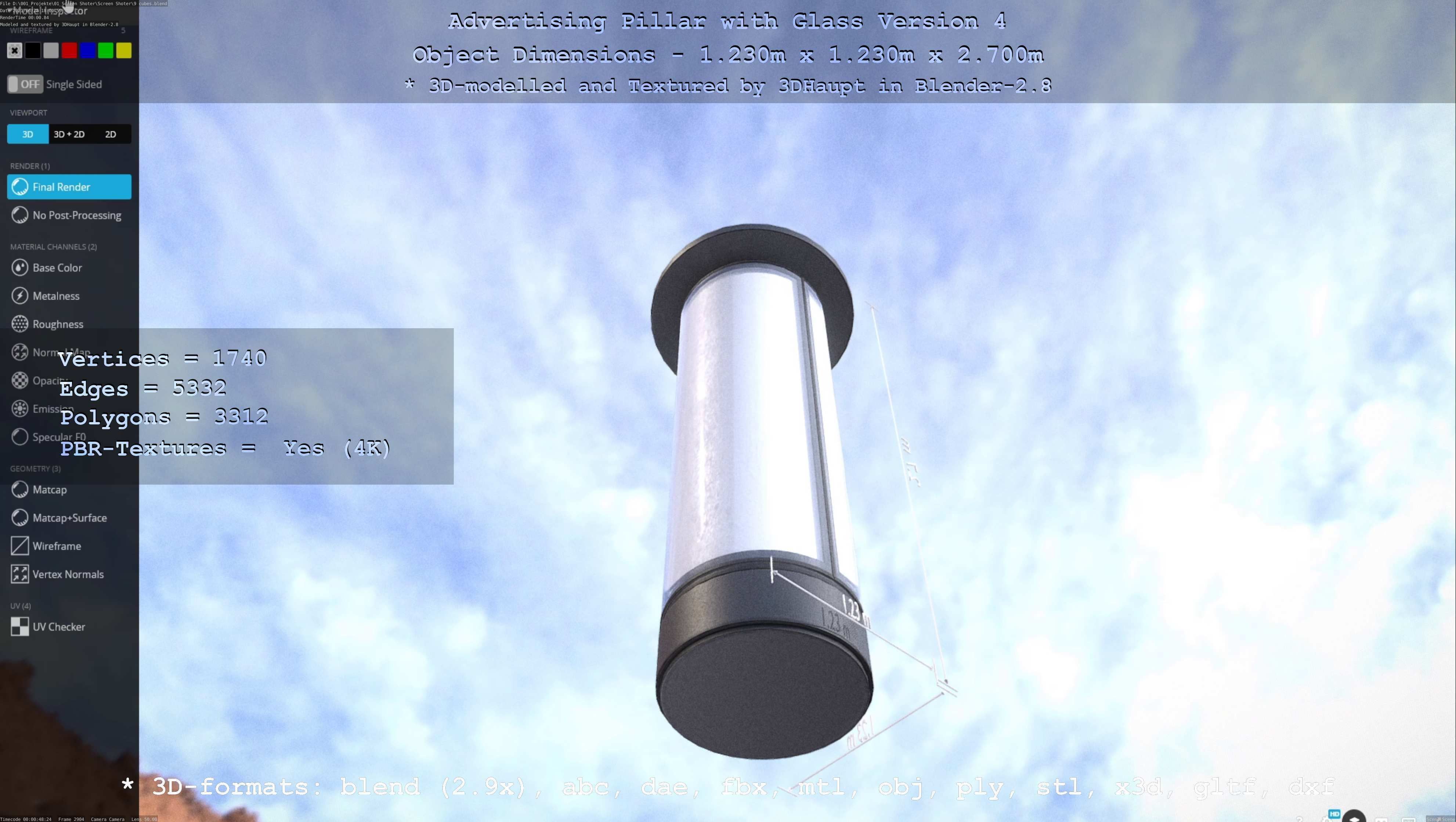 Advertising Pillar with Glass 4 Low-poly 3D model_36