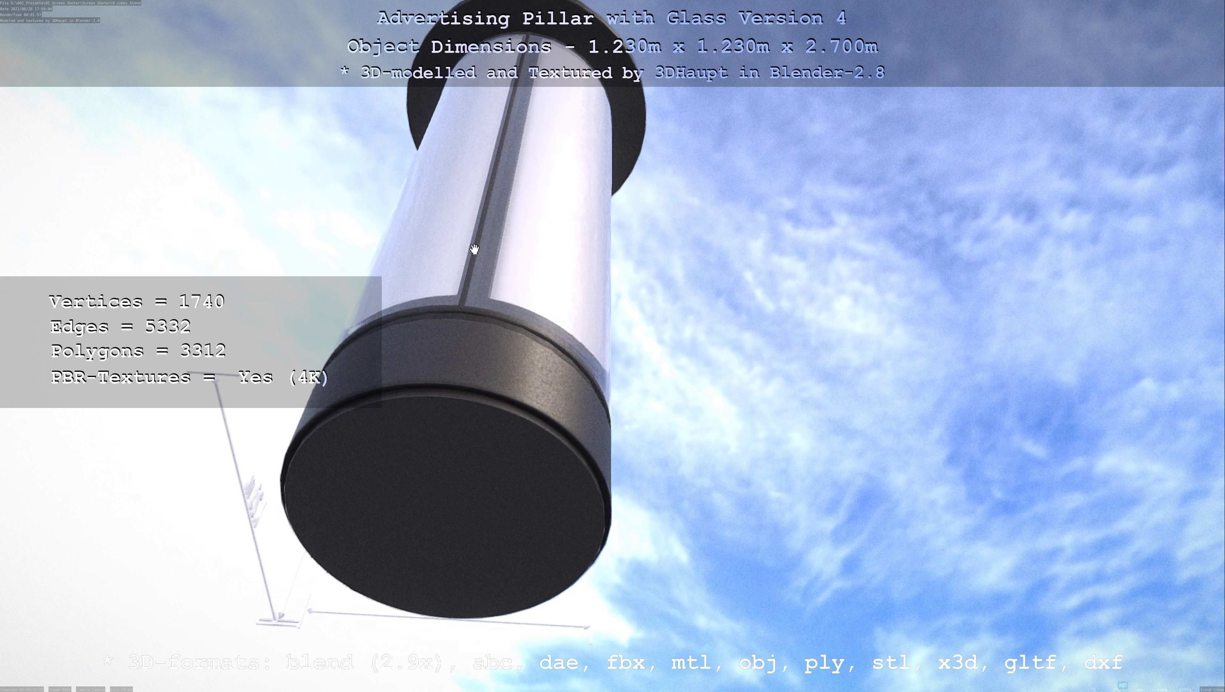 Advertising Pillar with Glass 4 Low-poly 3D model_107