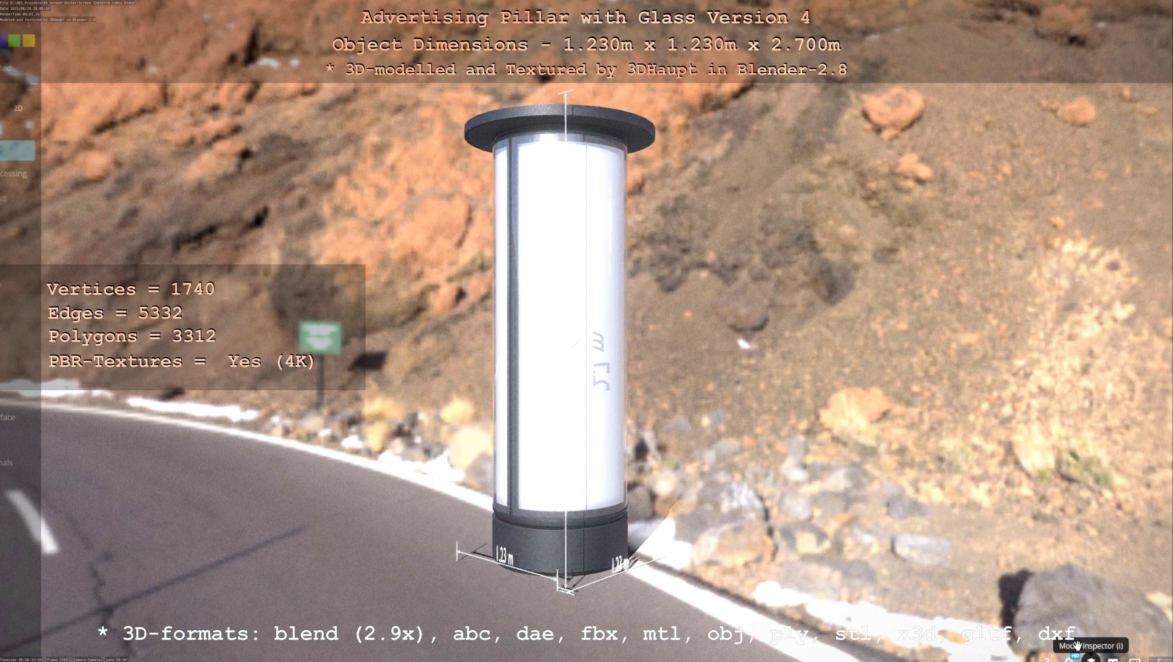 Advertising Pillar with Glass 4 Low-poly 3D model_49