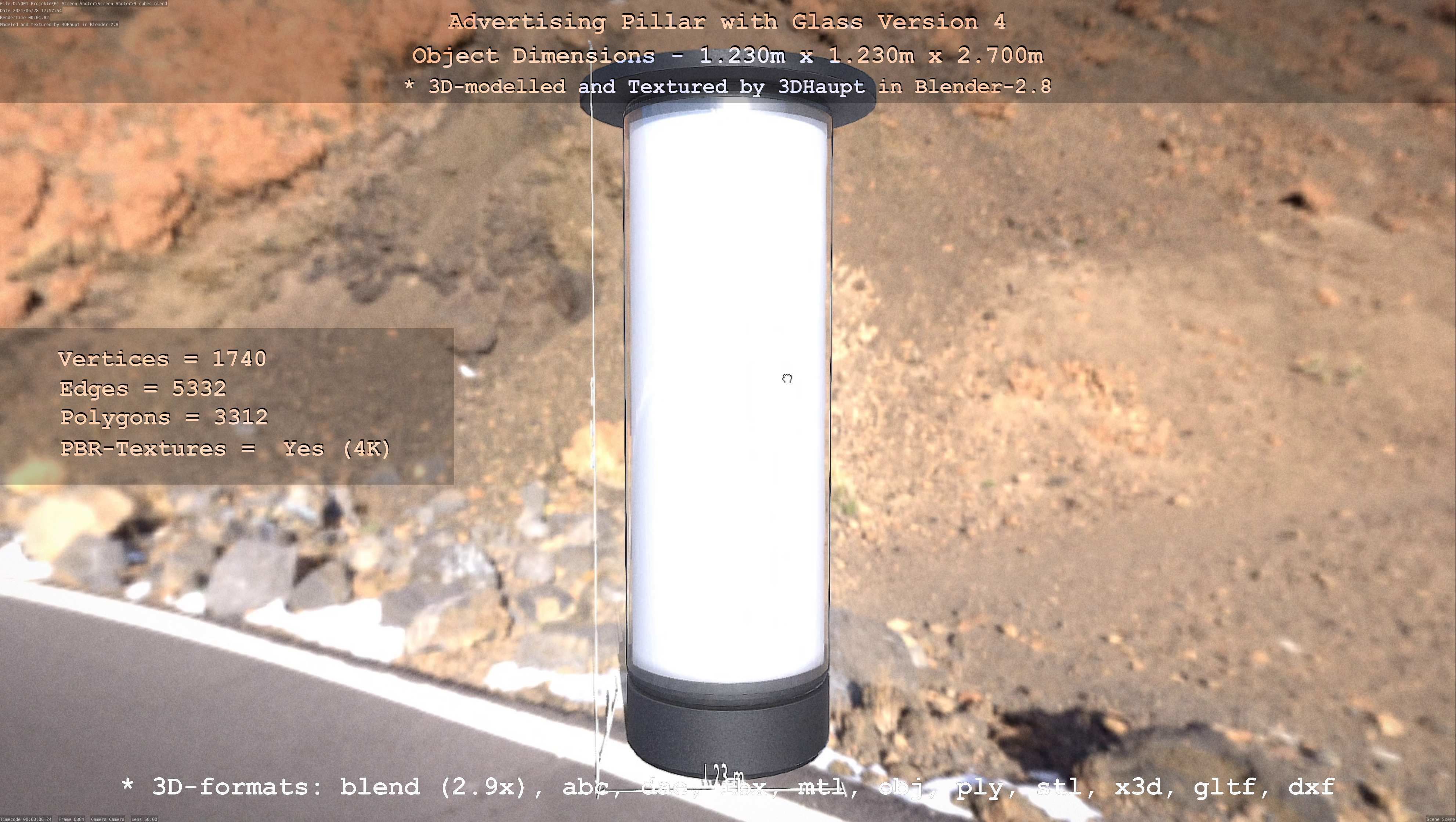 Advertising Pillar with Glass 4 Low-poly 3D model_85