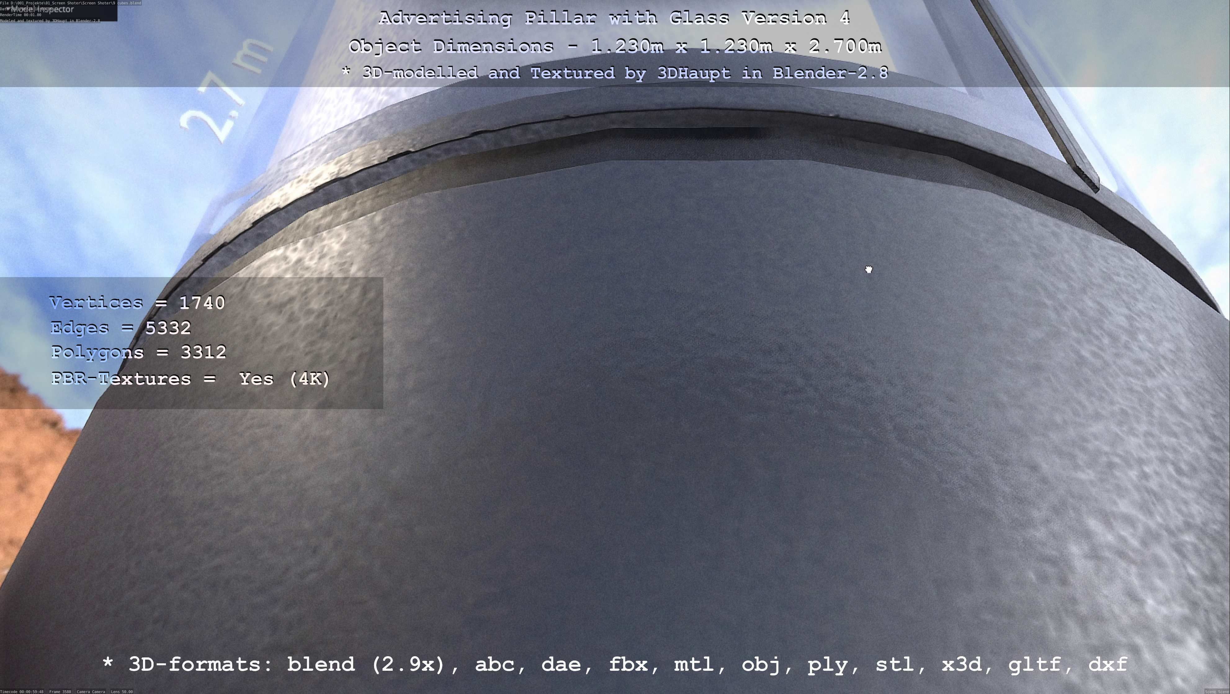 Advertising Pillar with Glass 4 Low-poly 3D model_60