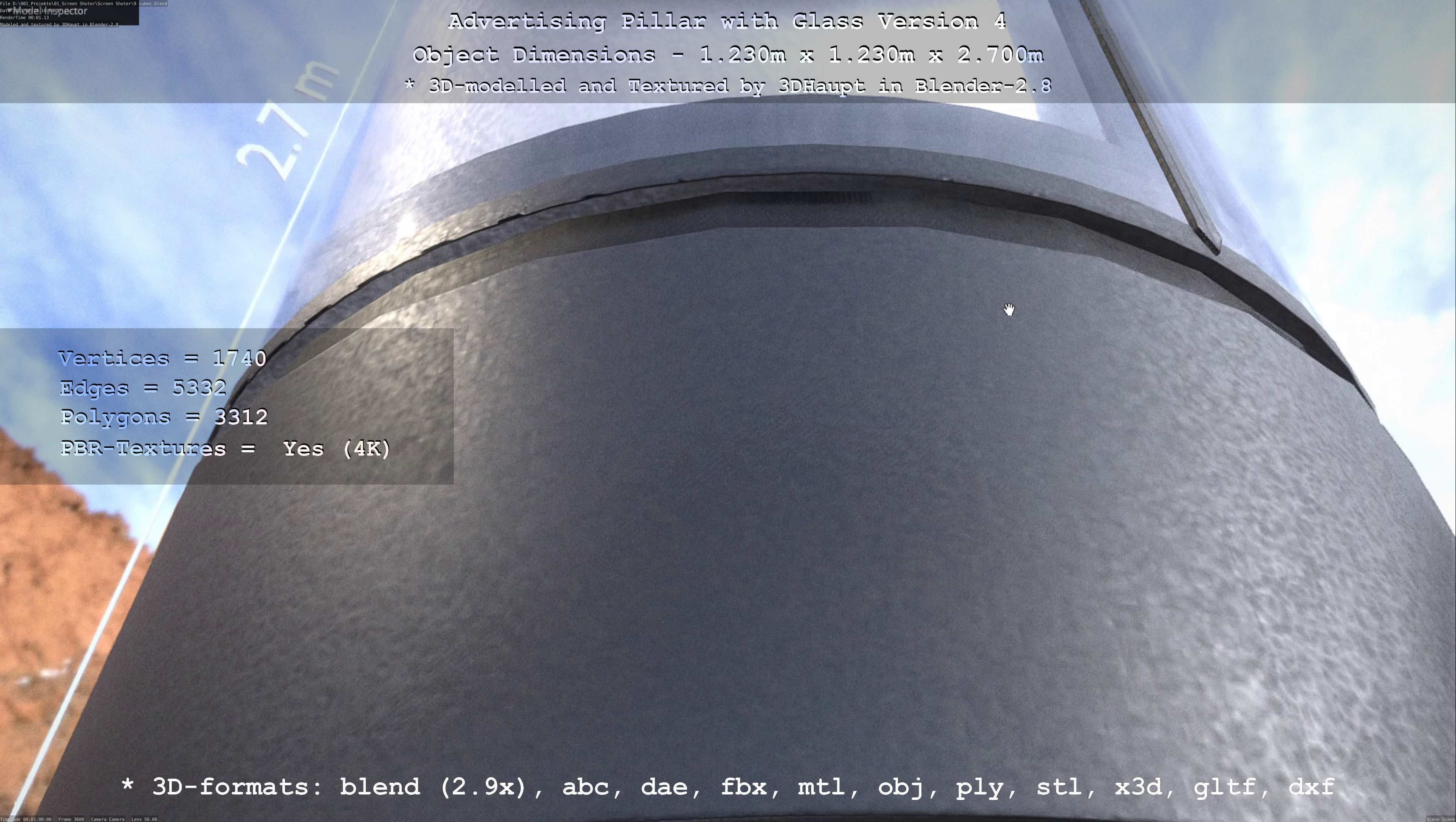 Advertising Pillar with Glass 4 Low-poly 3D model_62