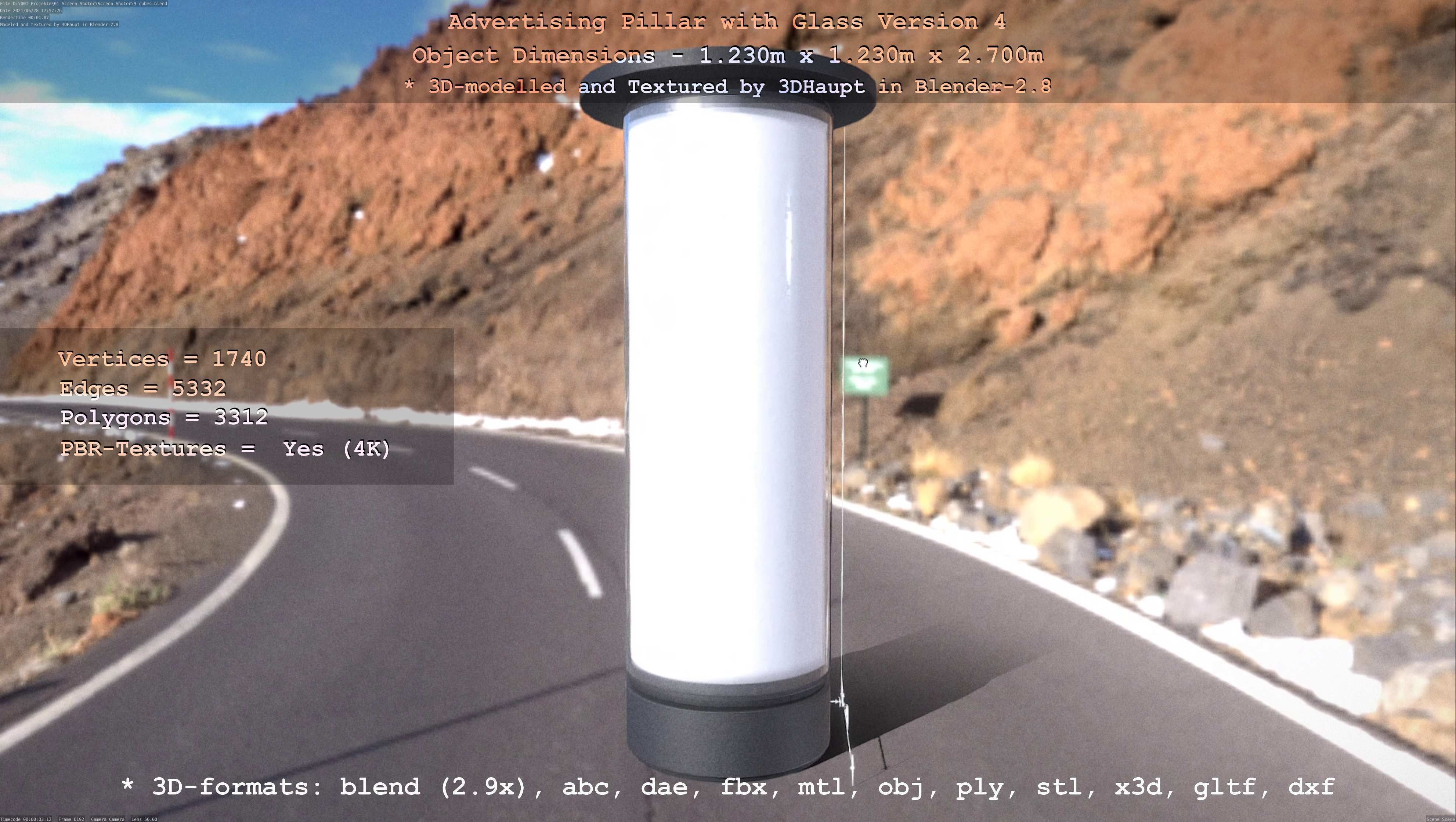 Advertising Pillar with Glass 4 Low-poly 3D model_77