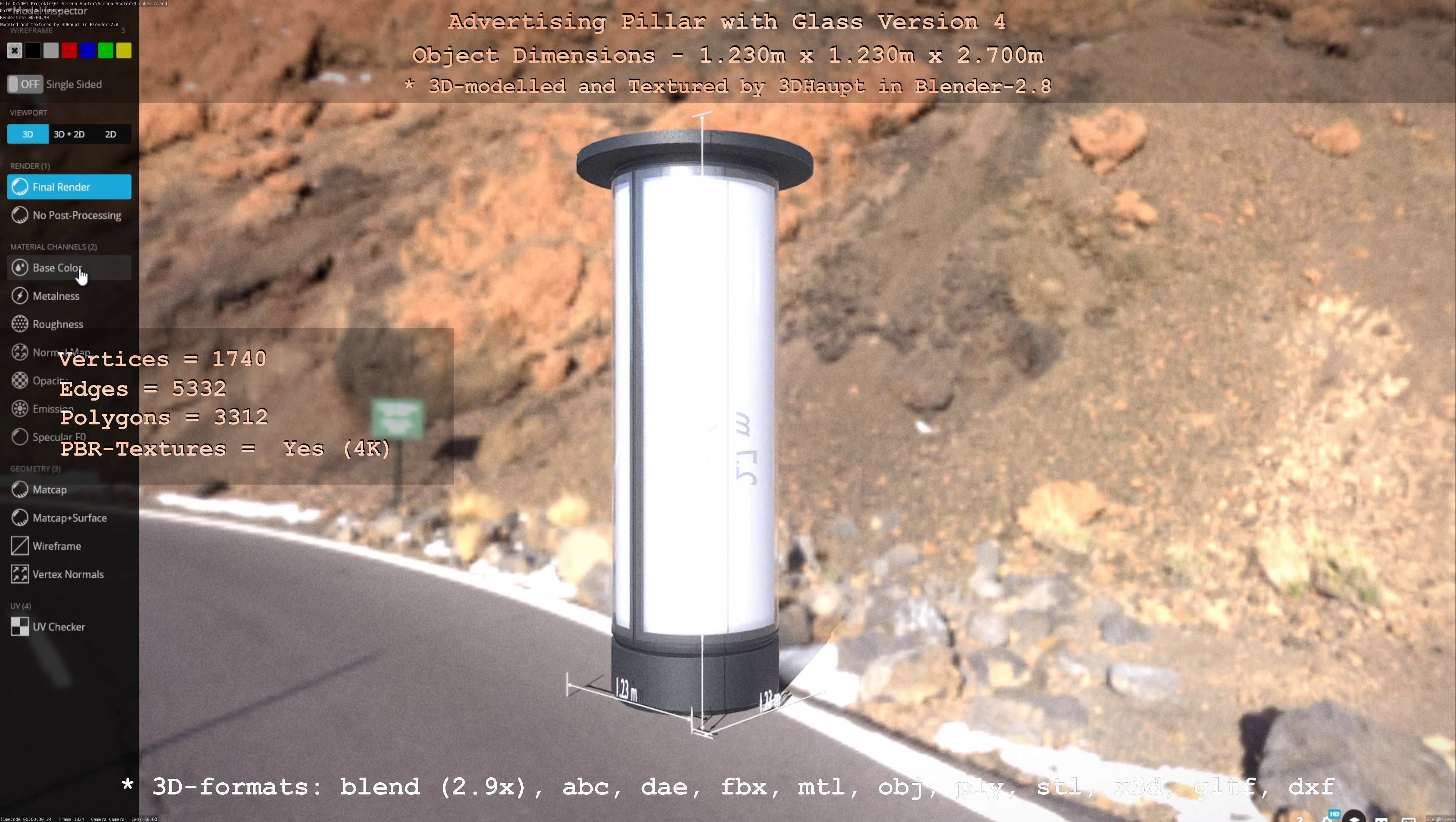 Advertising Pillar with Glass 4 Low-poly 3D model_28