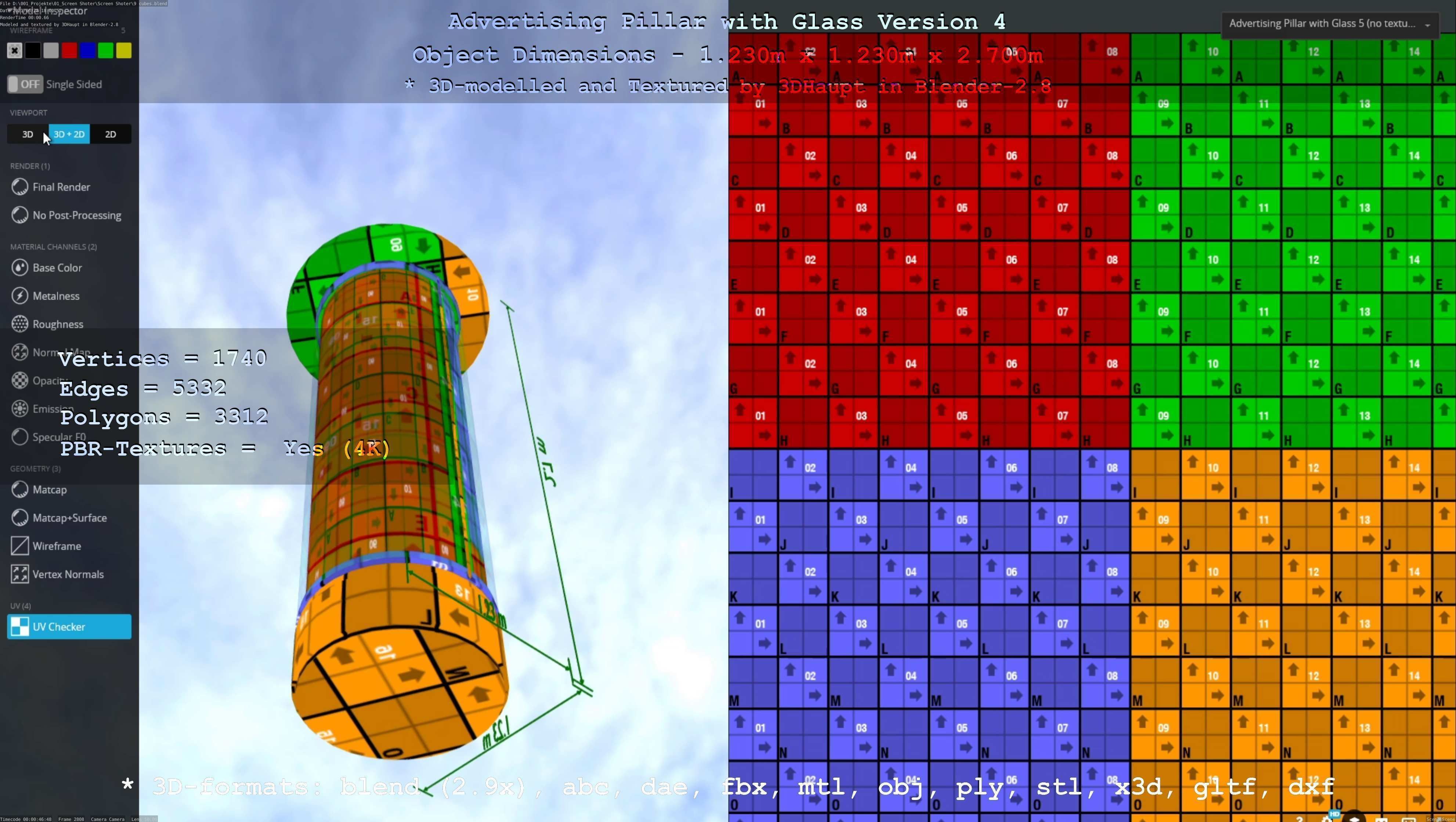 Advertising Pillar with Glass 4 Low-poly 3D model_35