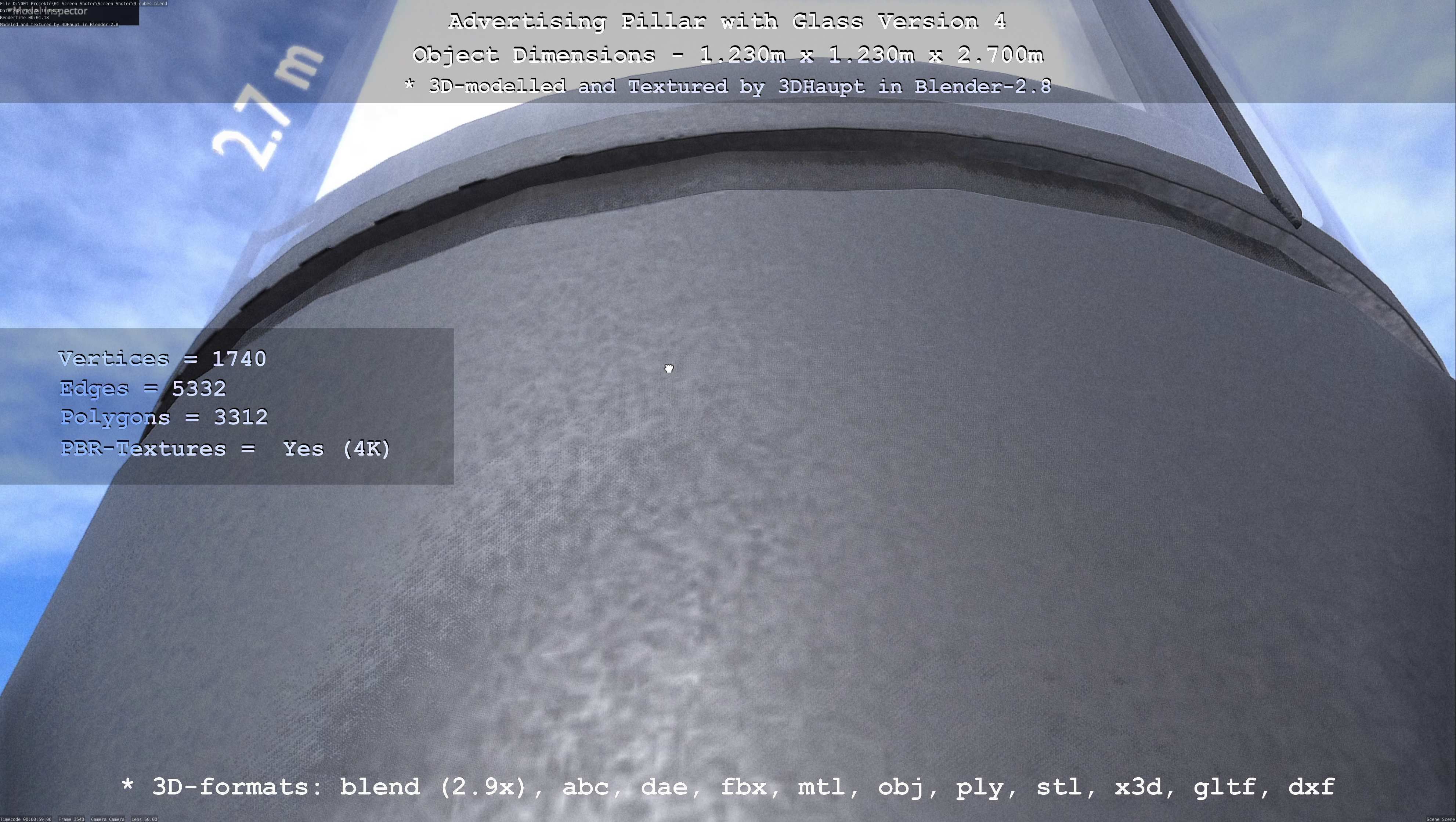 Advertising Pillar with Glass 4 Low-poly 3D model_58