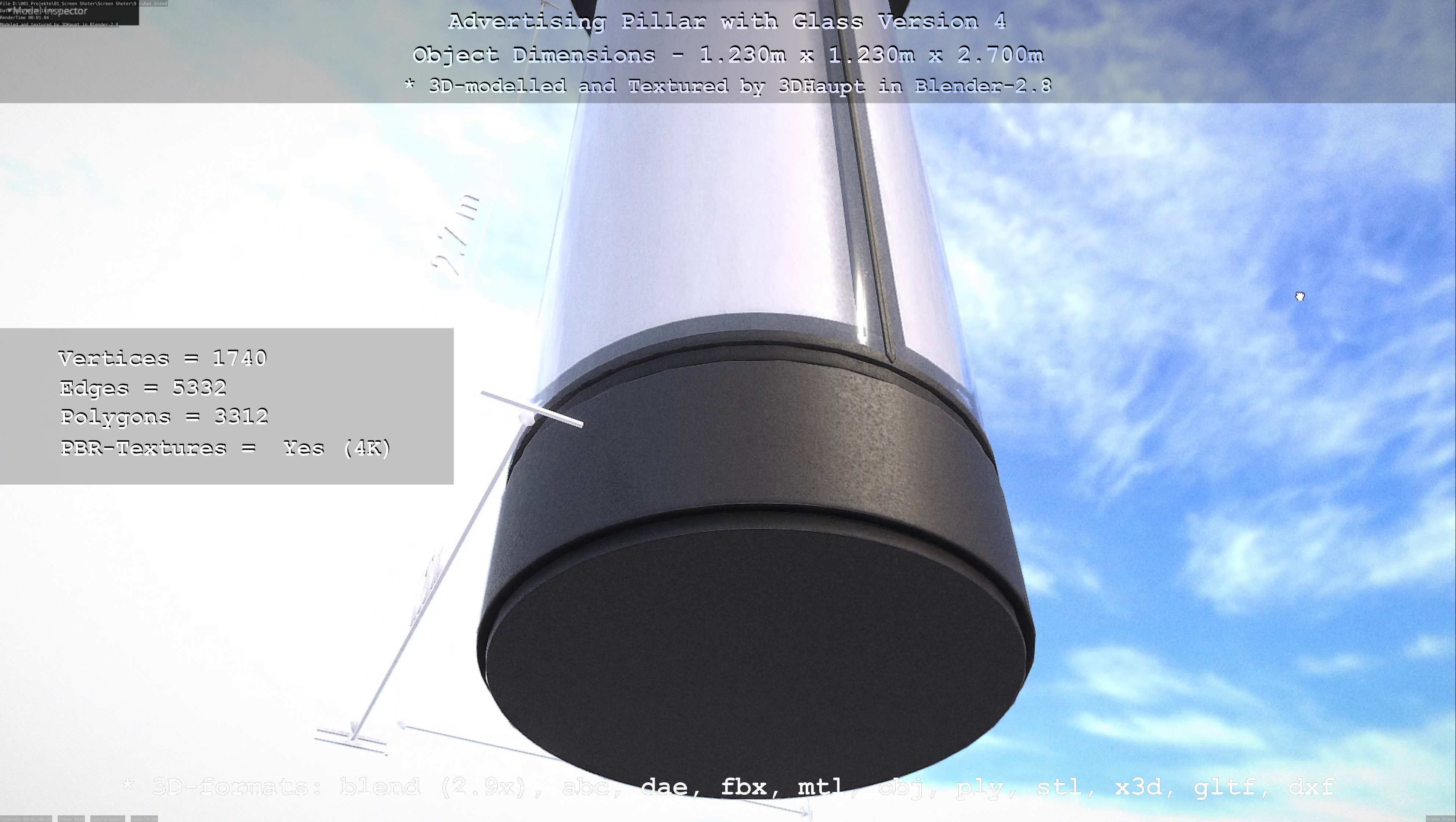 Advertising Pillar with Glass 4 Low-poly 3D model_63