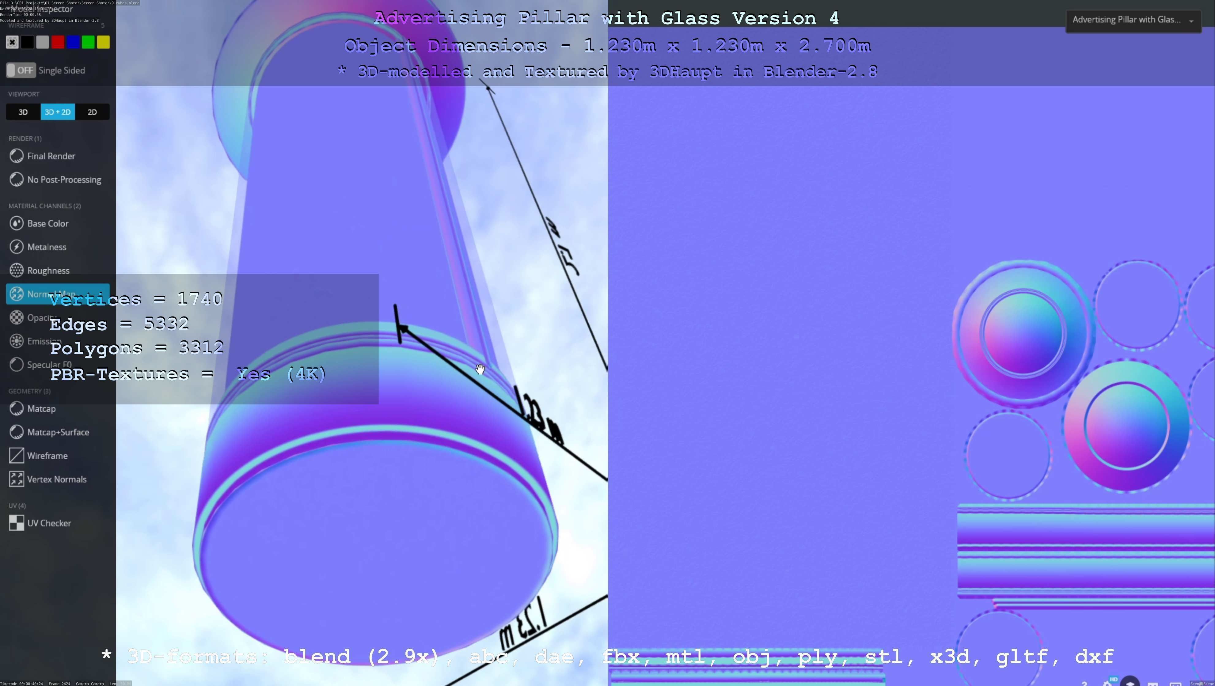 Advertising Pillar with Glass 4 Low-poly 3D model_33