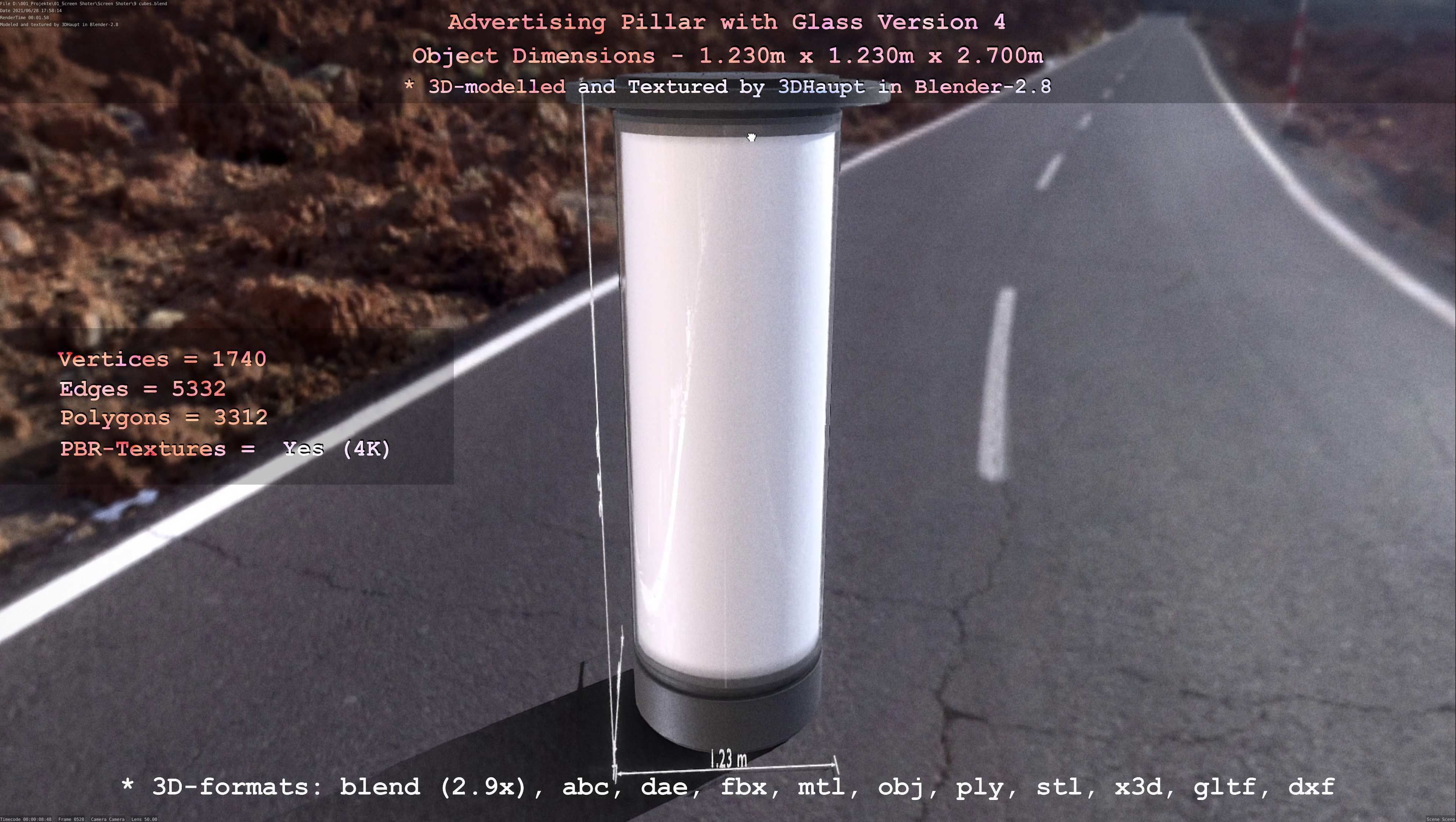 Advertising Pillar with Glass 4 Low-poly 3D model_91