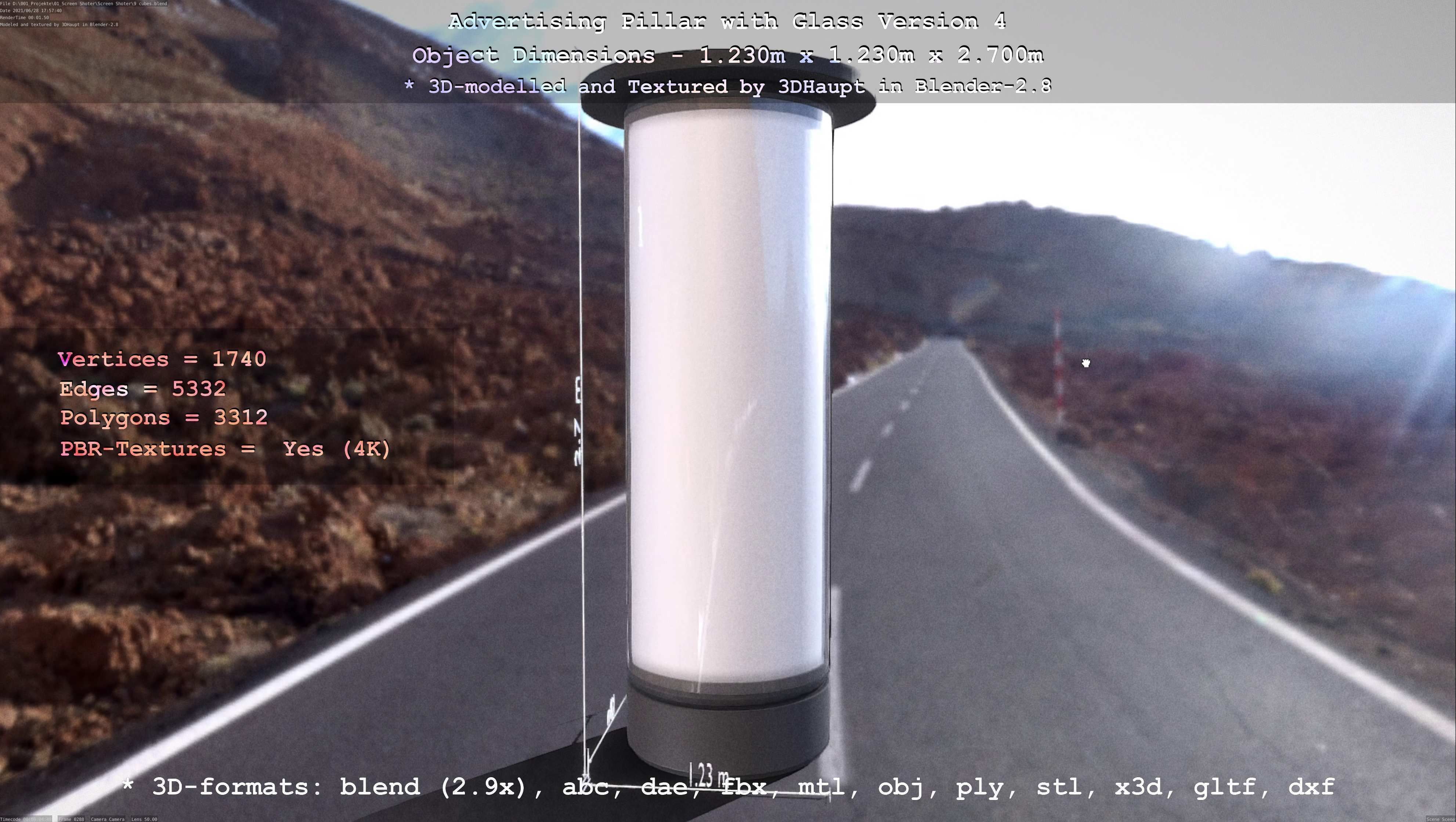 Advertising Pillar with Glass 4 Low-poly 3D model_81