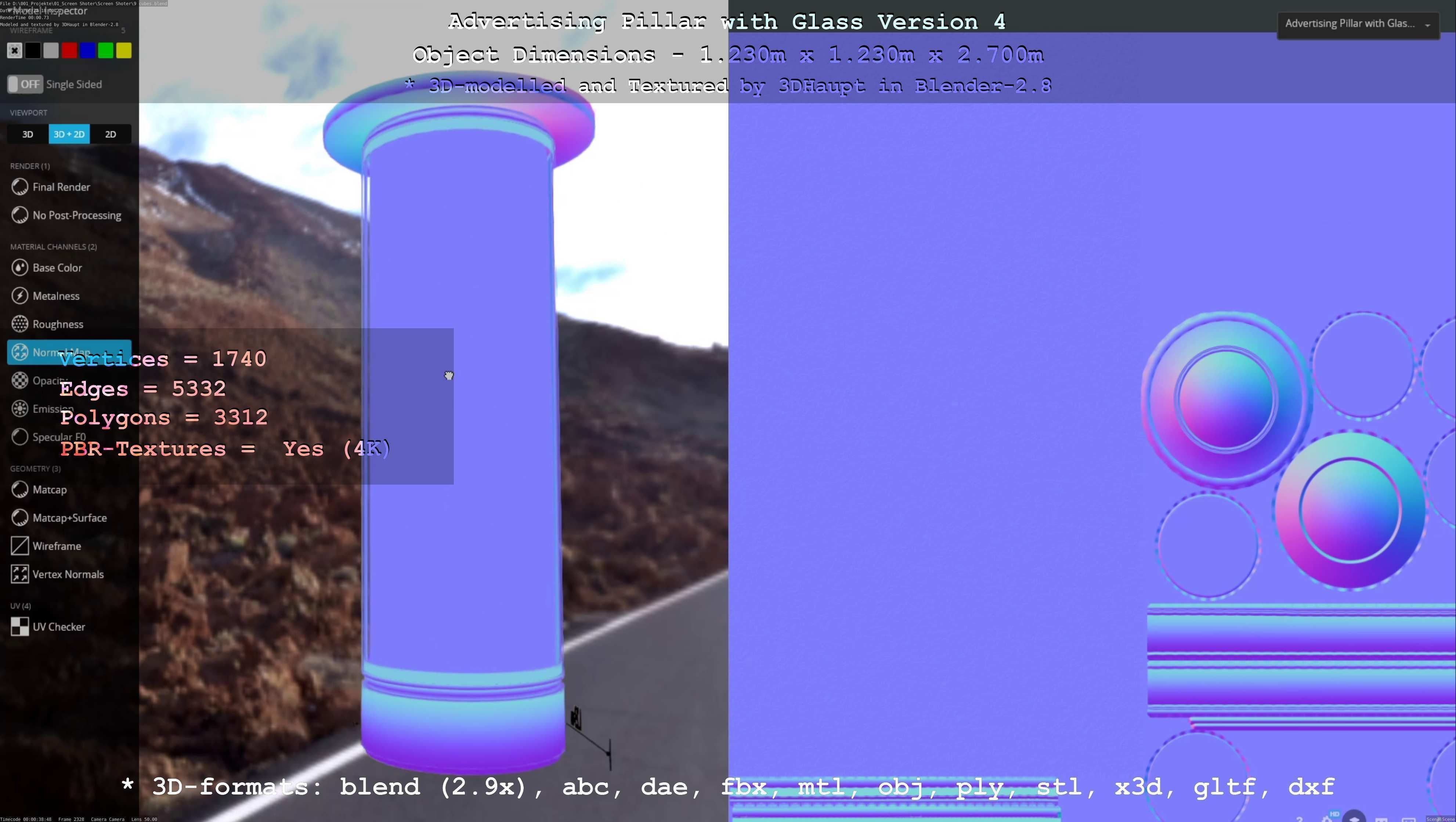 Advertising Pillar with Glass 4 Low-poly 3D model_32