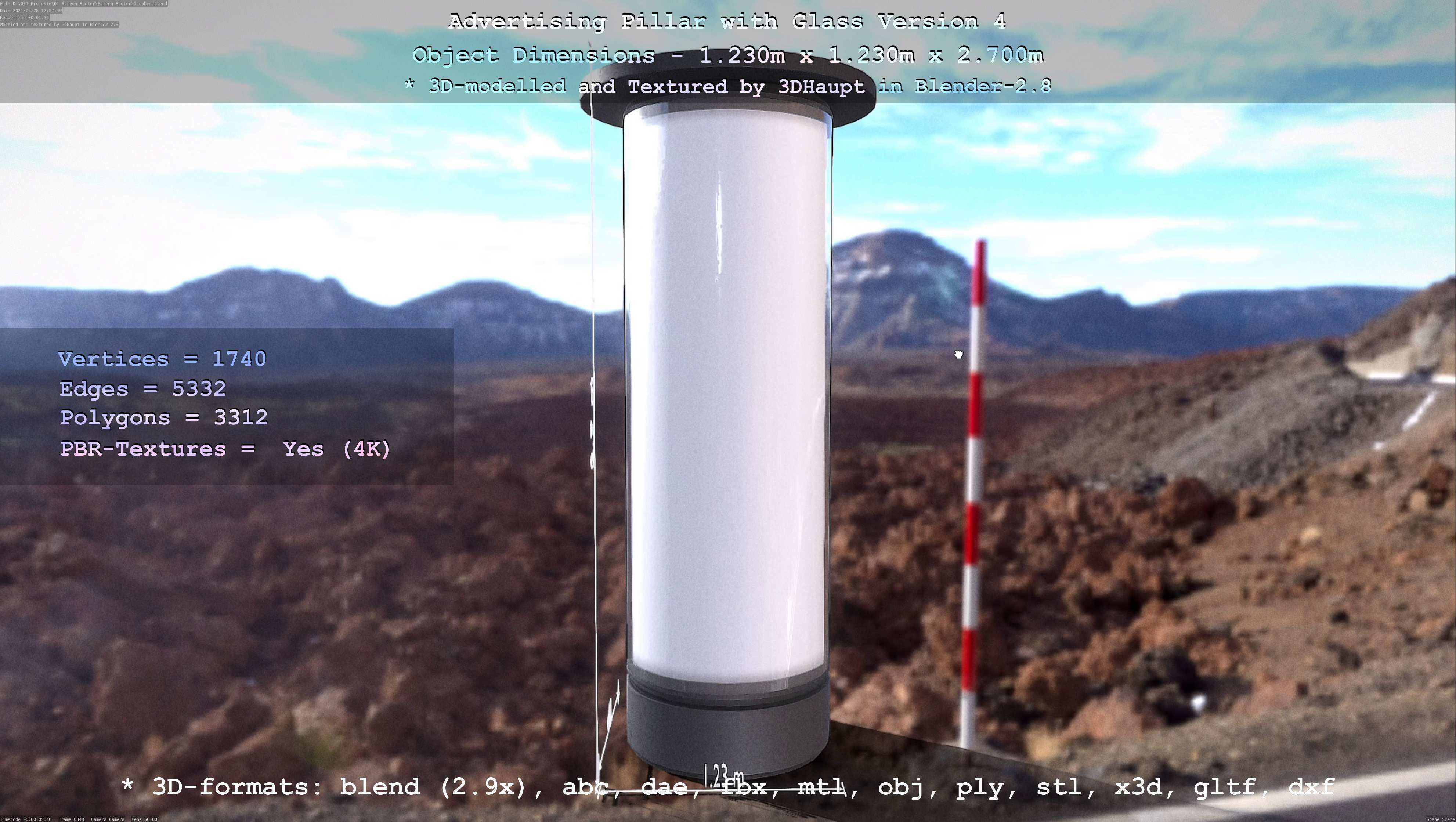 Advertising Pillar with Glass 4 Low-poly 3D model_84