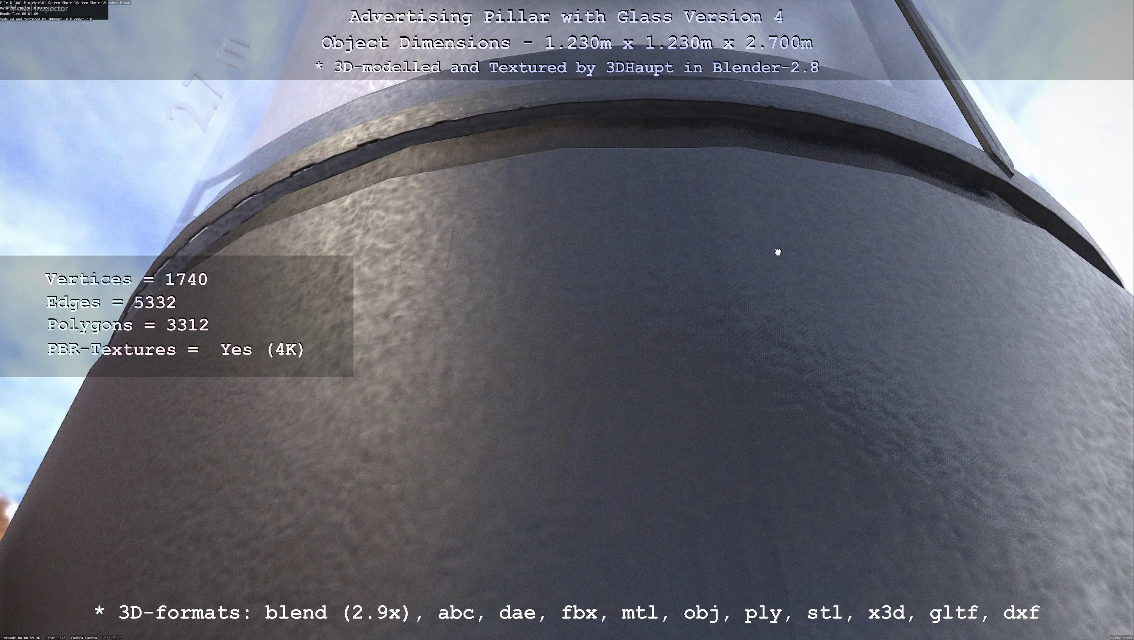 Advertising Pillar with Glass 4 Low-poly 3D model_59