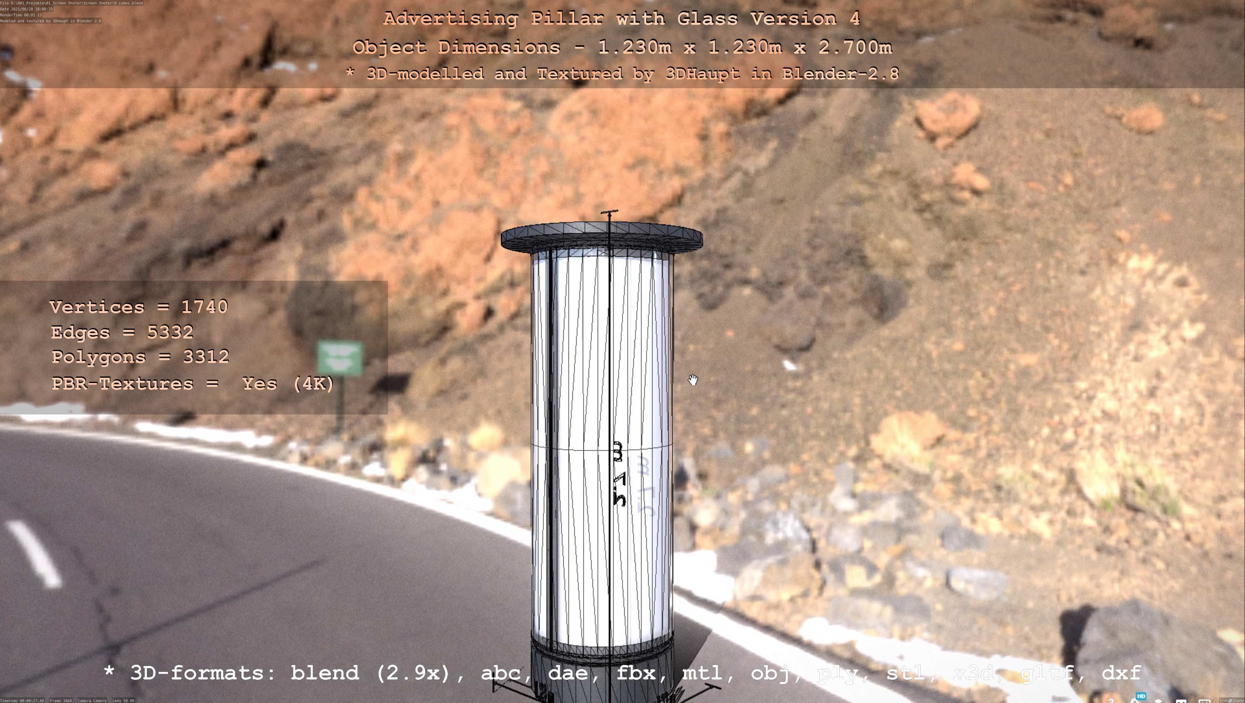 Advertising Pillar with Glass 4 Low-poly 3D model_44