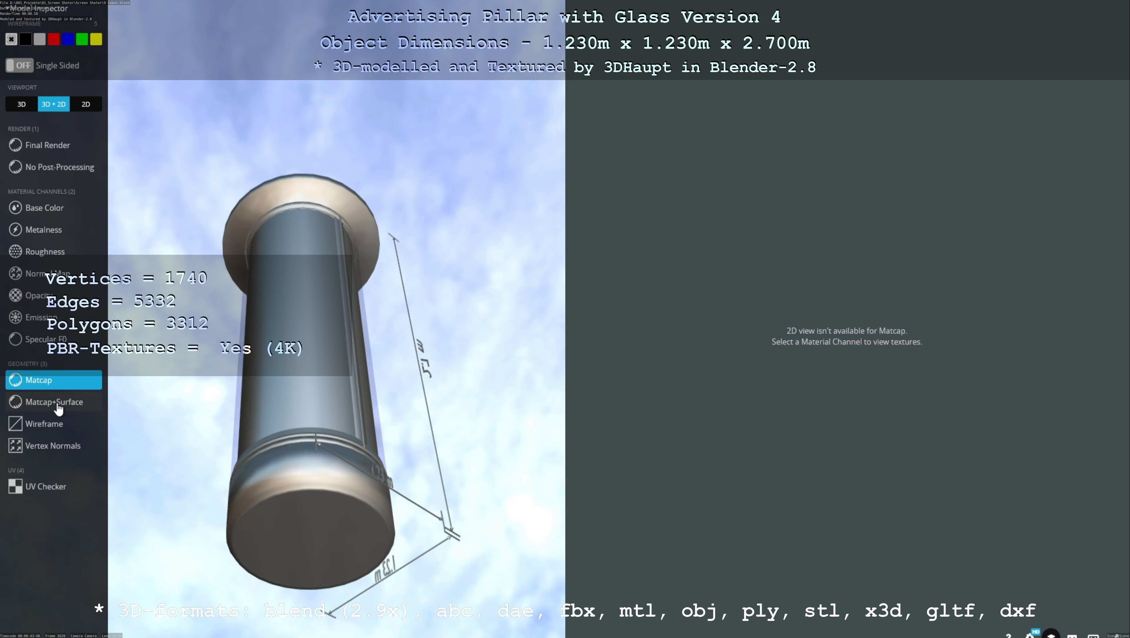 Advertising Pillar with Glass 4 Low-poly 3D model_34