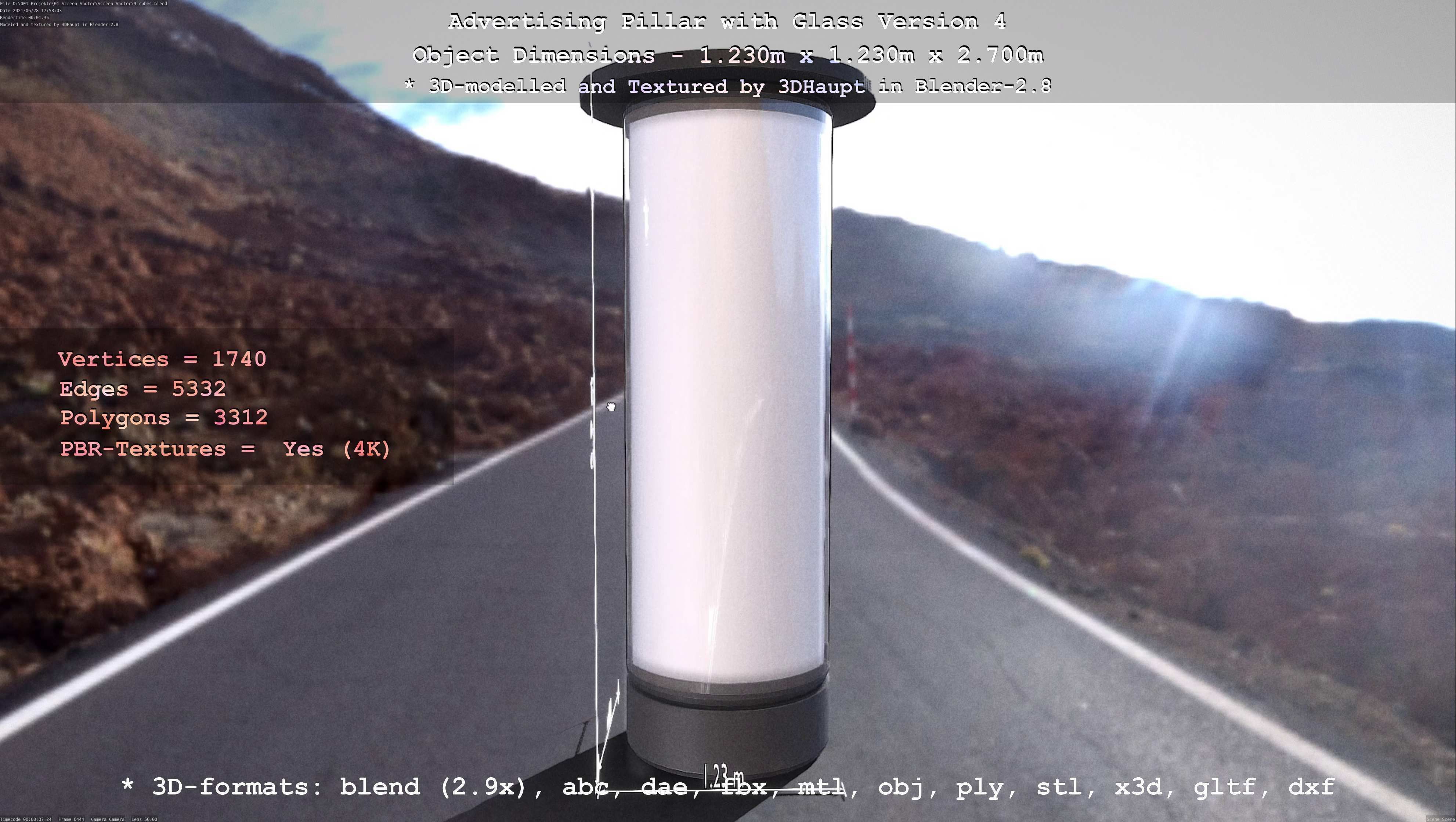 Advertising Pillar with Glass 4 Low-poly 3D model_87