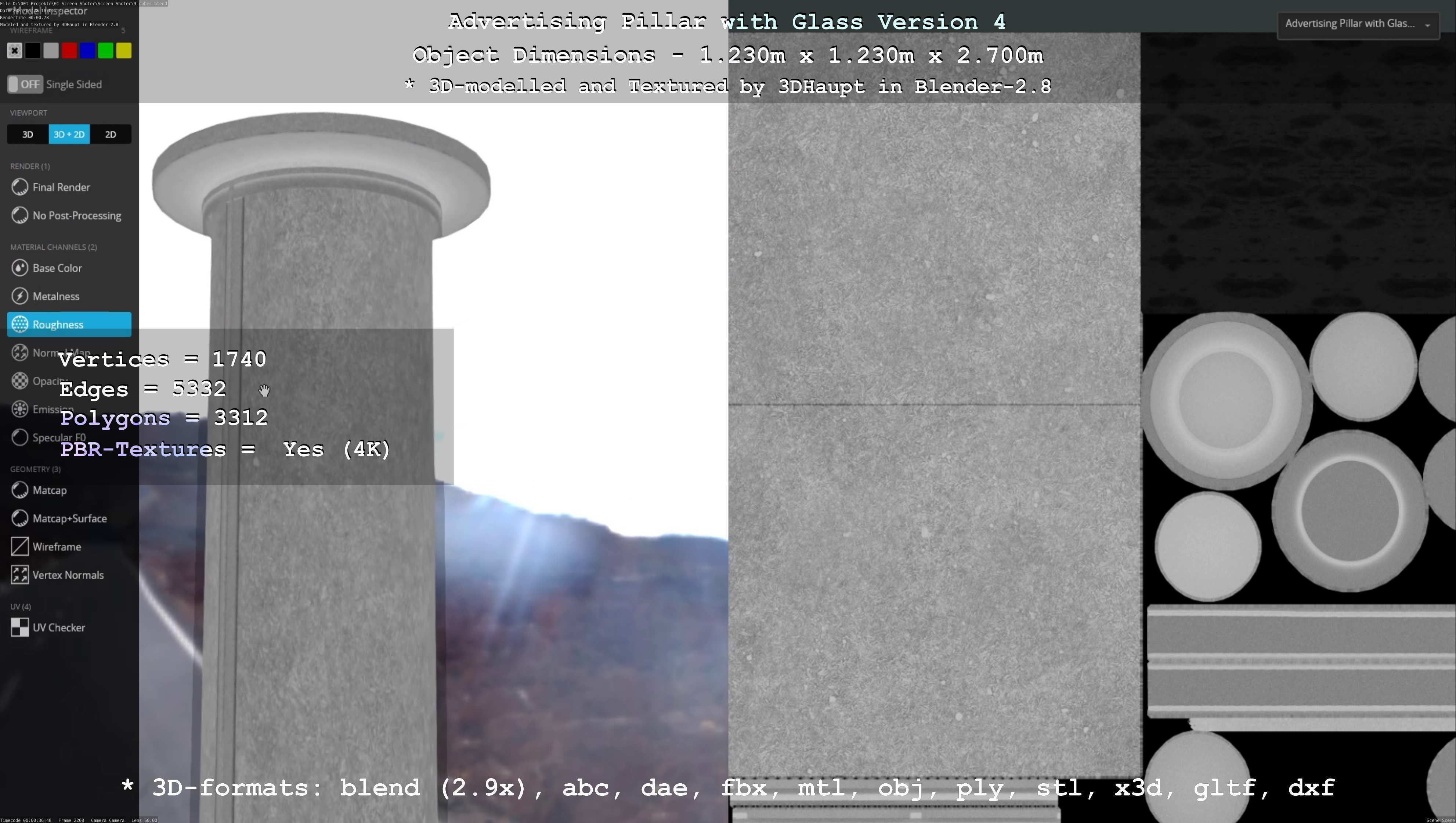 Advertising Pillar with Glass 4 Low-poly 3D model_31