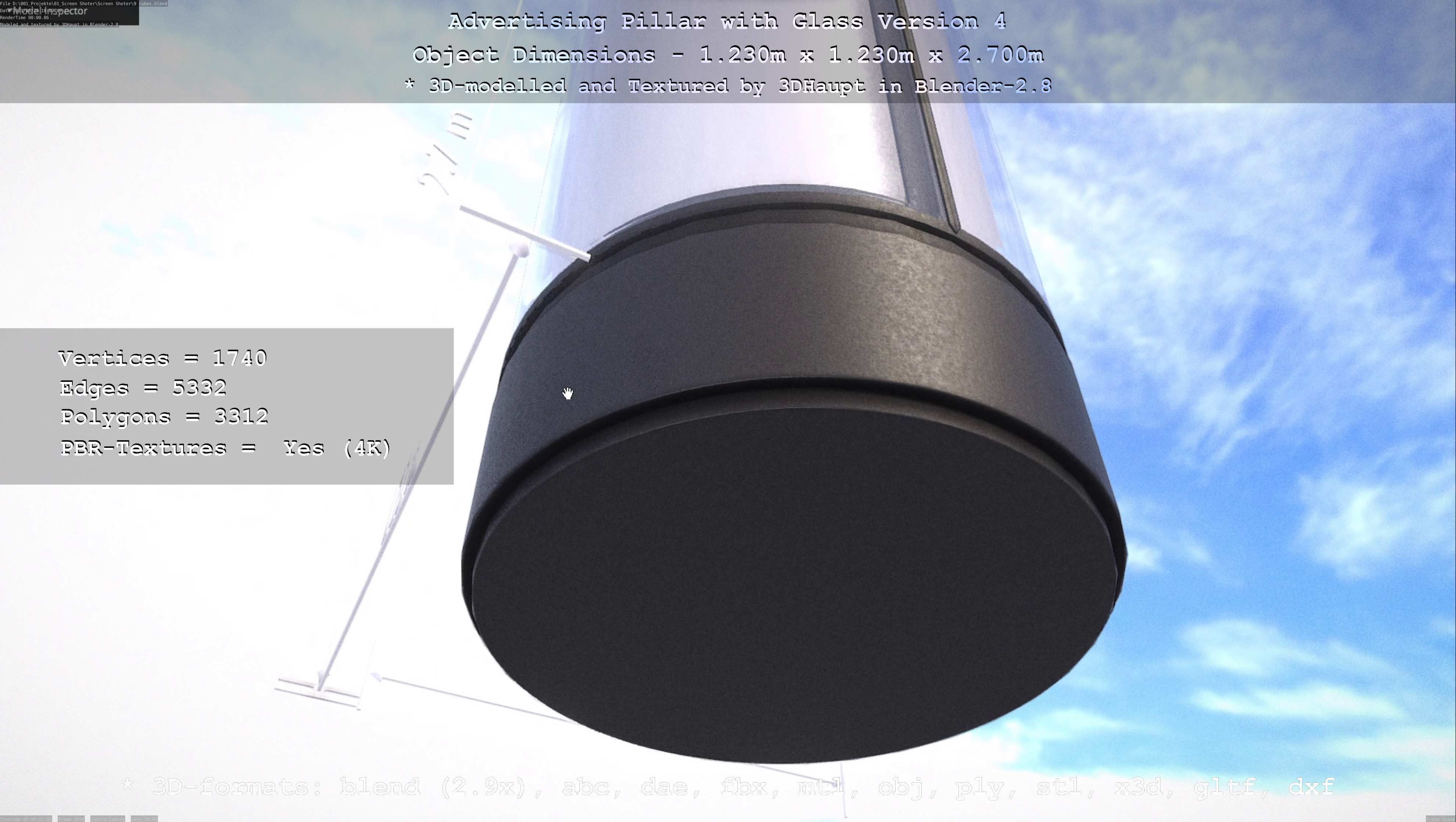 Advertising Pillar with Glass 4 Low-poly 3D model_53