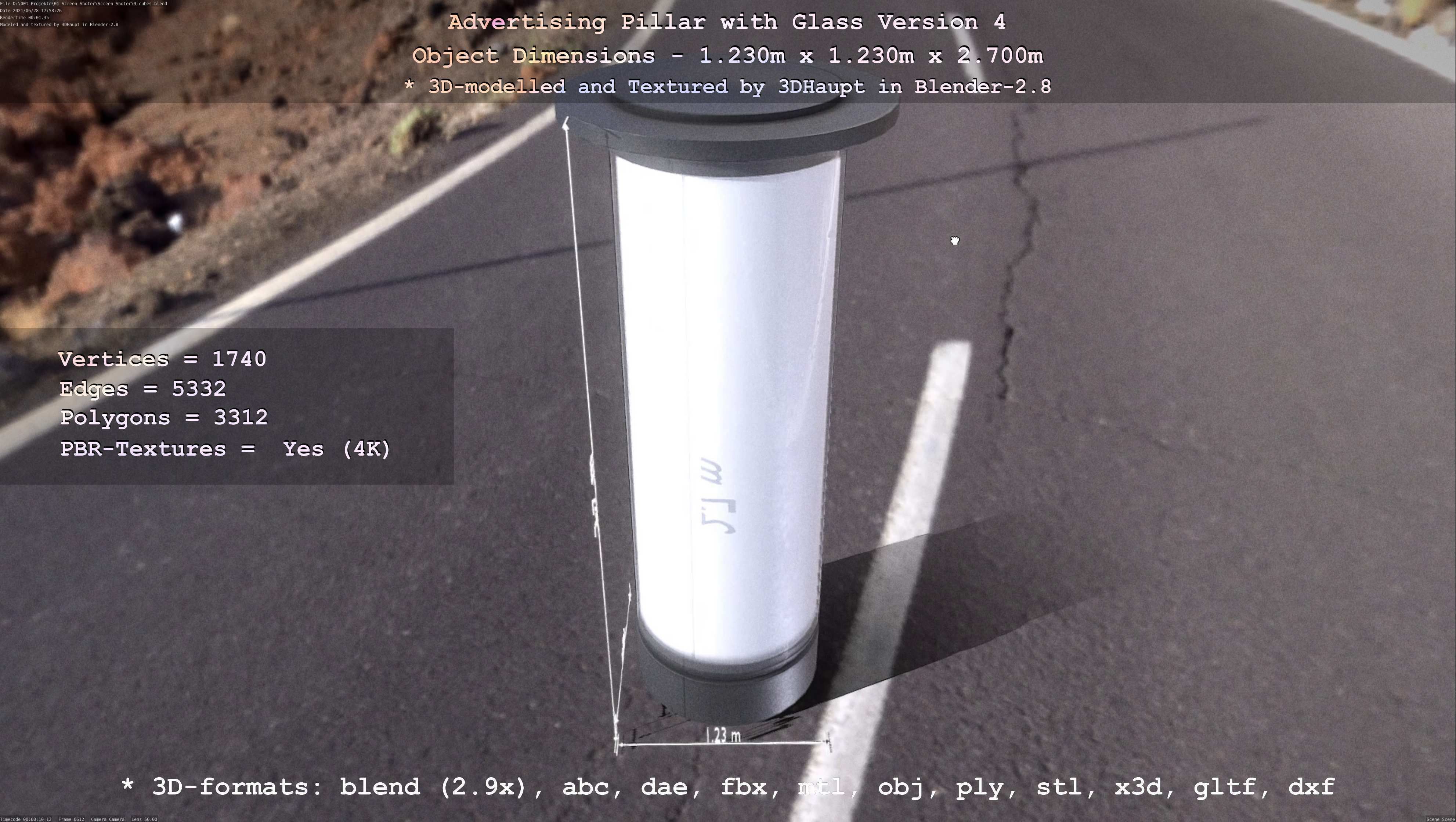 Advertising Pillar with Glass 4 Low-poly 3D model_95