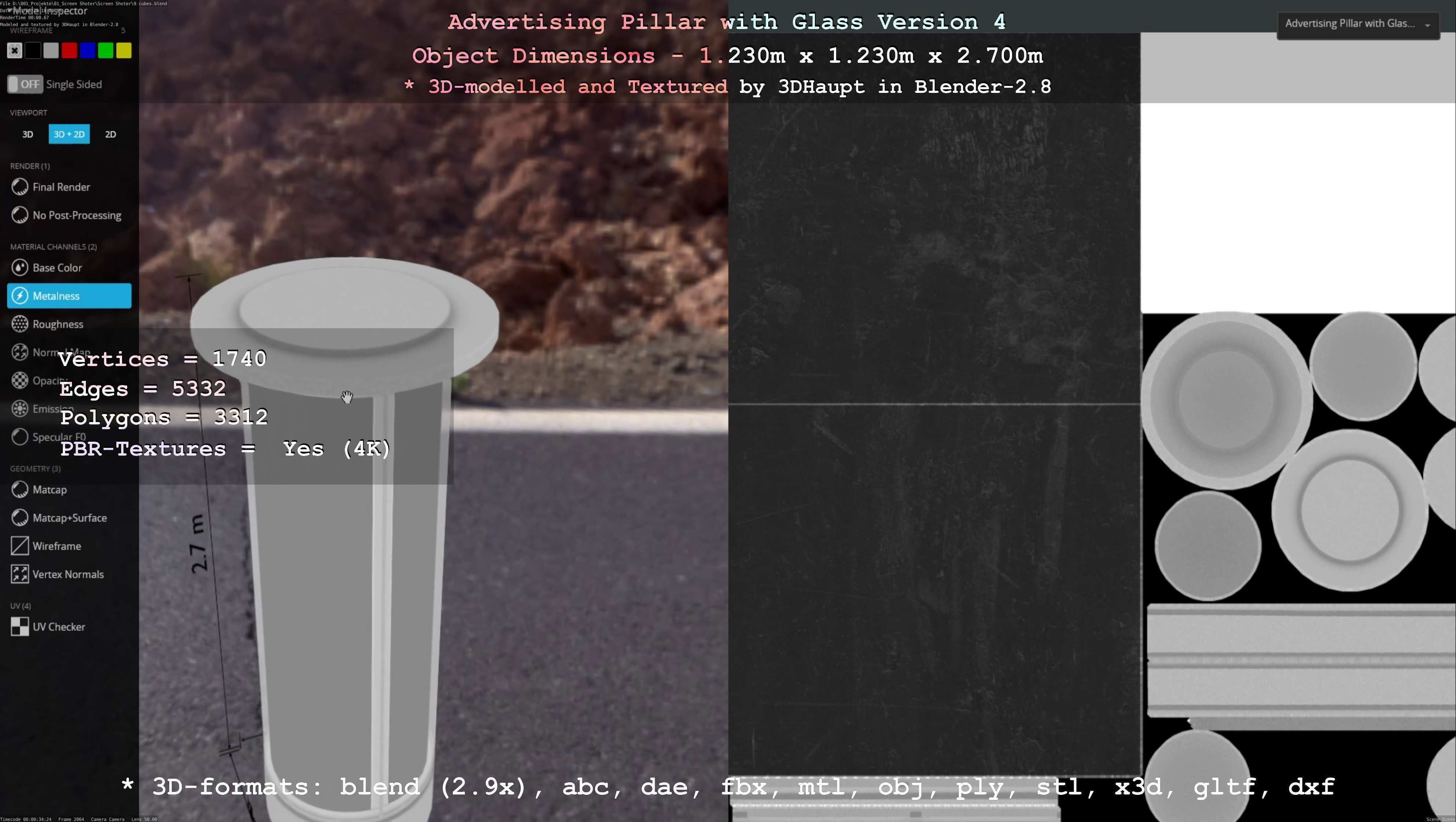 Advertising Pillar with Glass 4 Low-poly 3D model_29