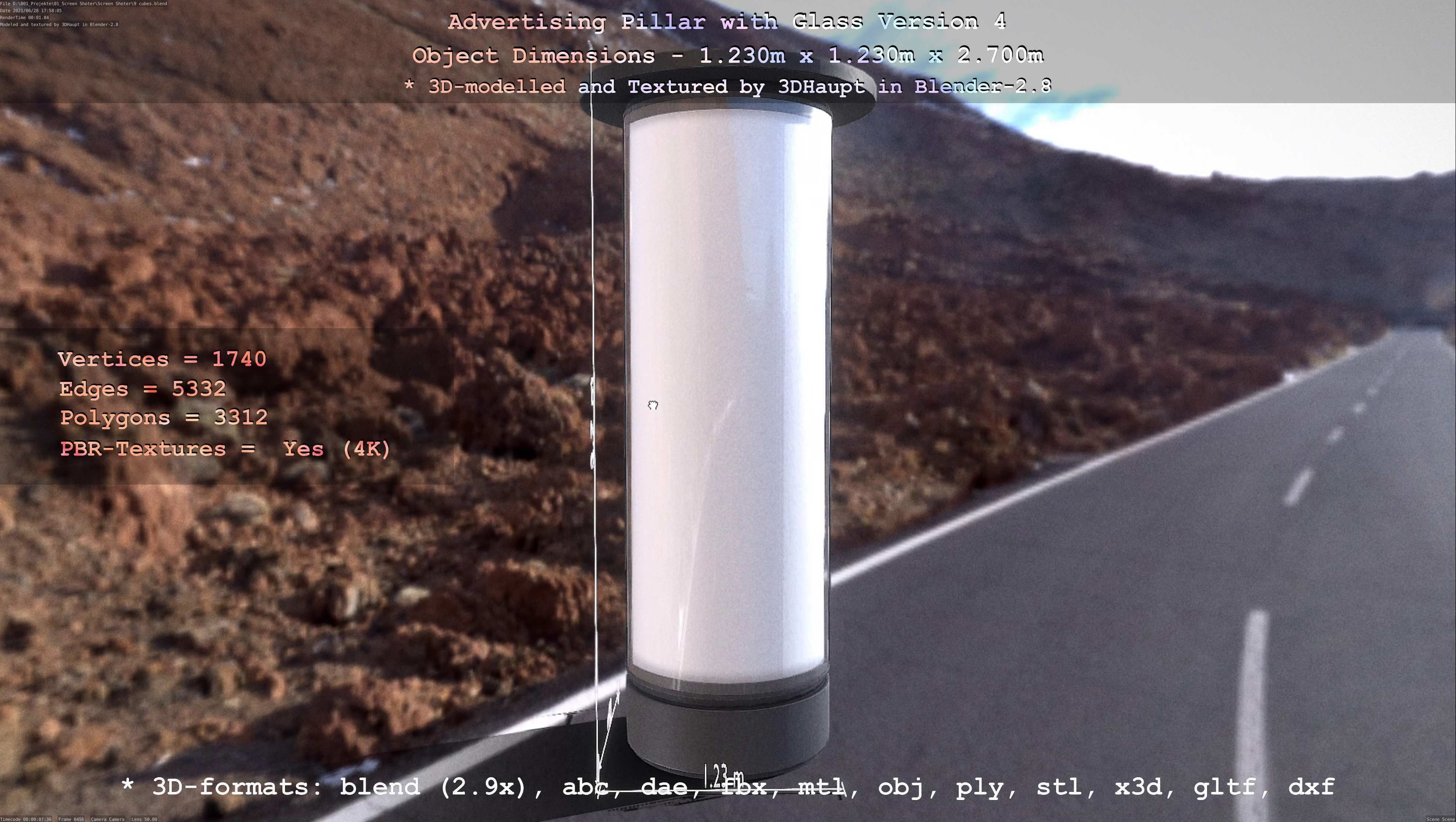 Advertising Pillar with Glass 4 Low-poly 3D model_88