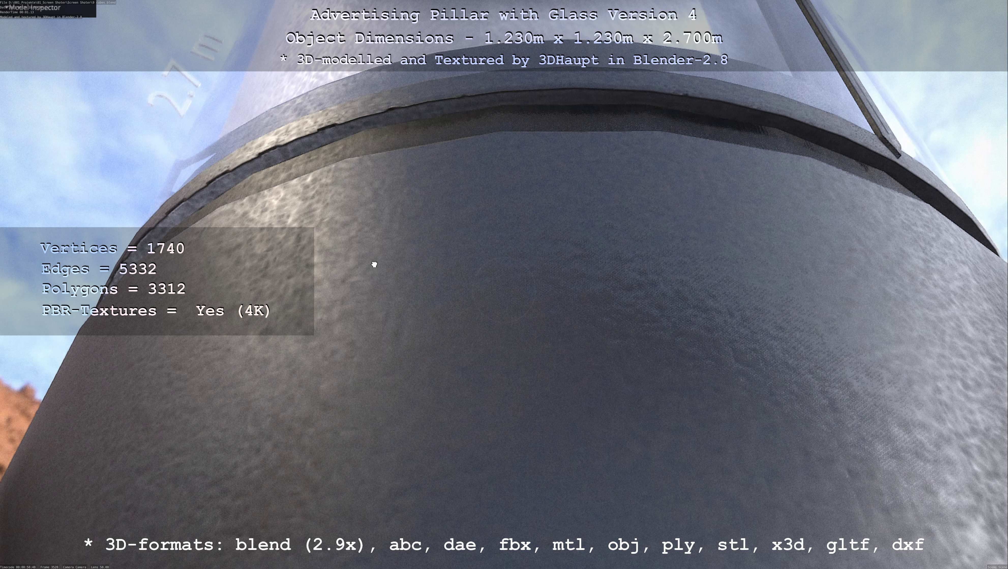 Advertising Pillar with Glass 4 Low-poly 3D model_57