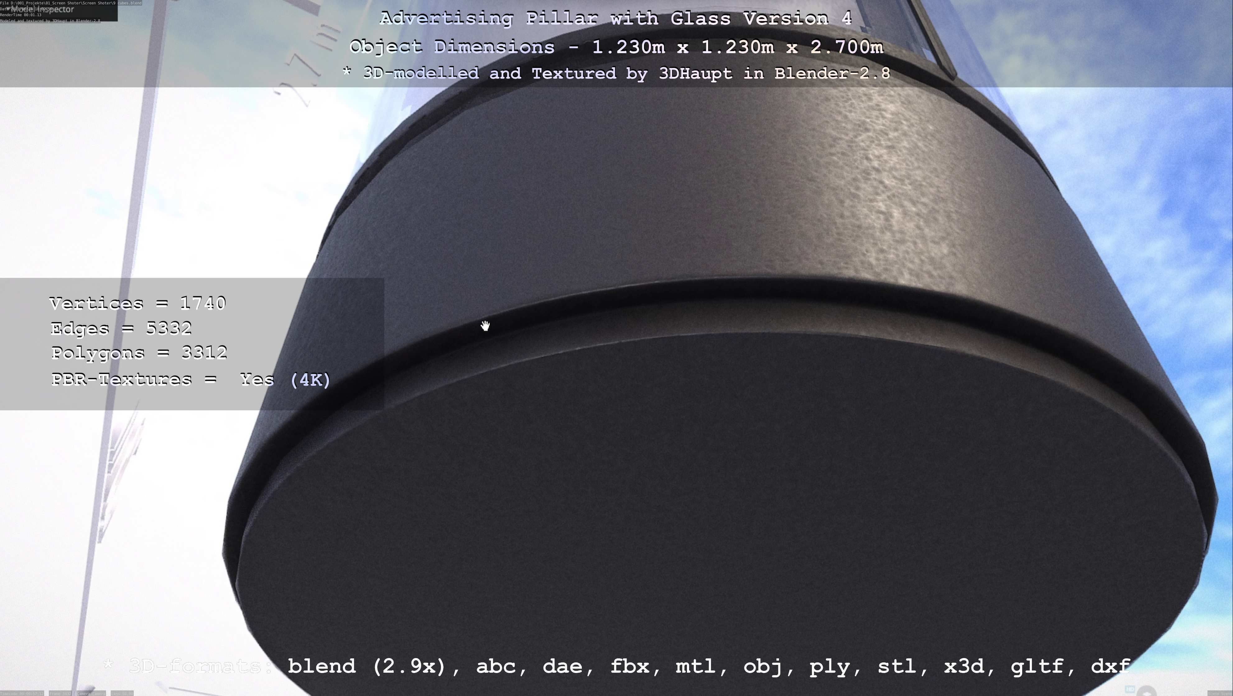 Advertising Pillar with Glass 4 Low-poly 3D model_54