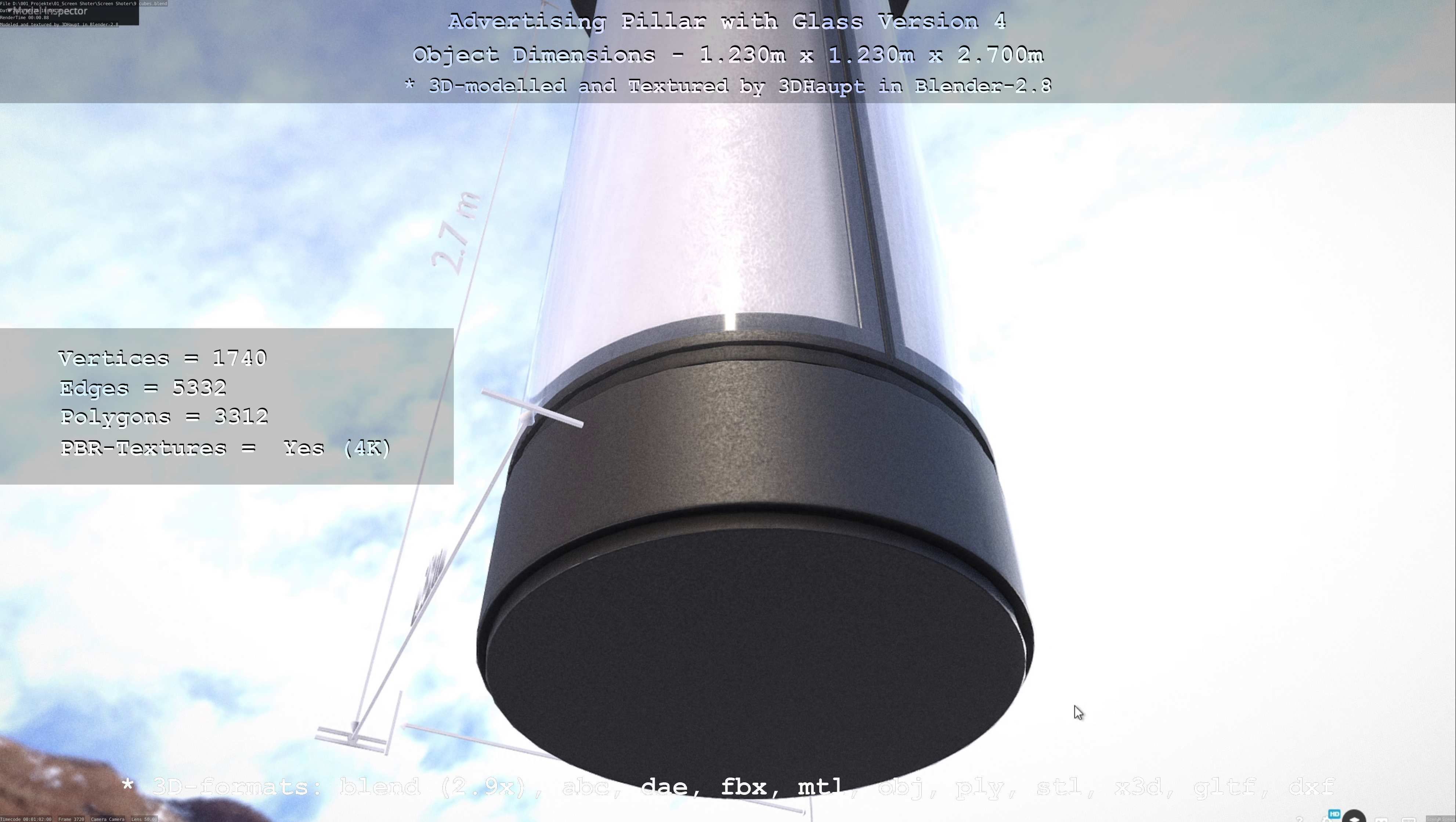 Advertising Pillar with Glass 4 Low-poly 3D model_67