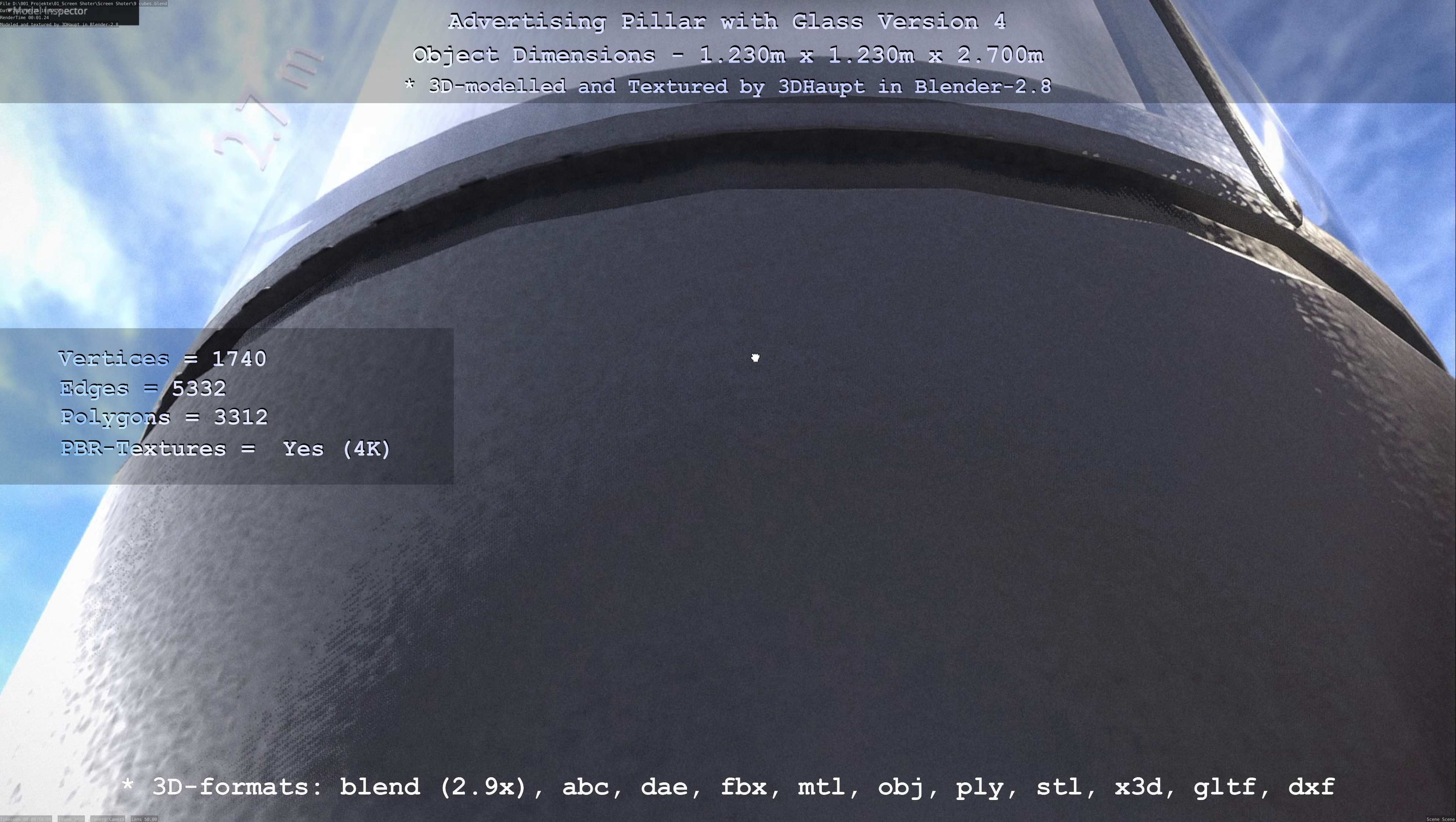 Advertising Pillar with Glass 4 Low-poly 3D model_56